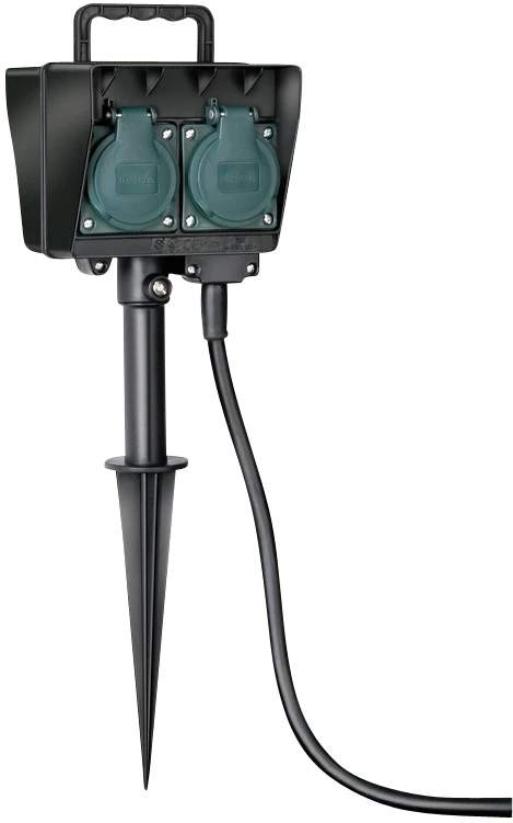 Gartensteckdose mit Erdspiess 4-Fach 10m Kabel H07RN-F3G15