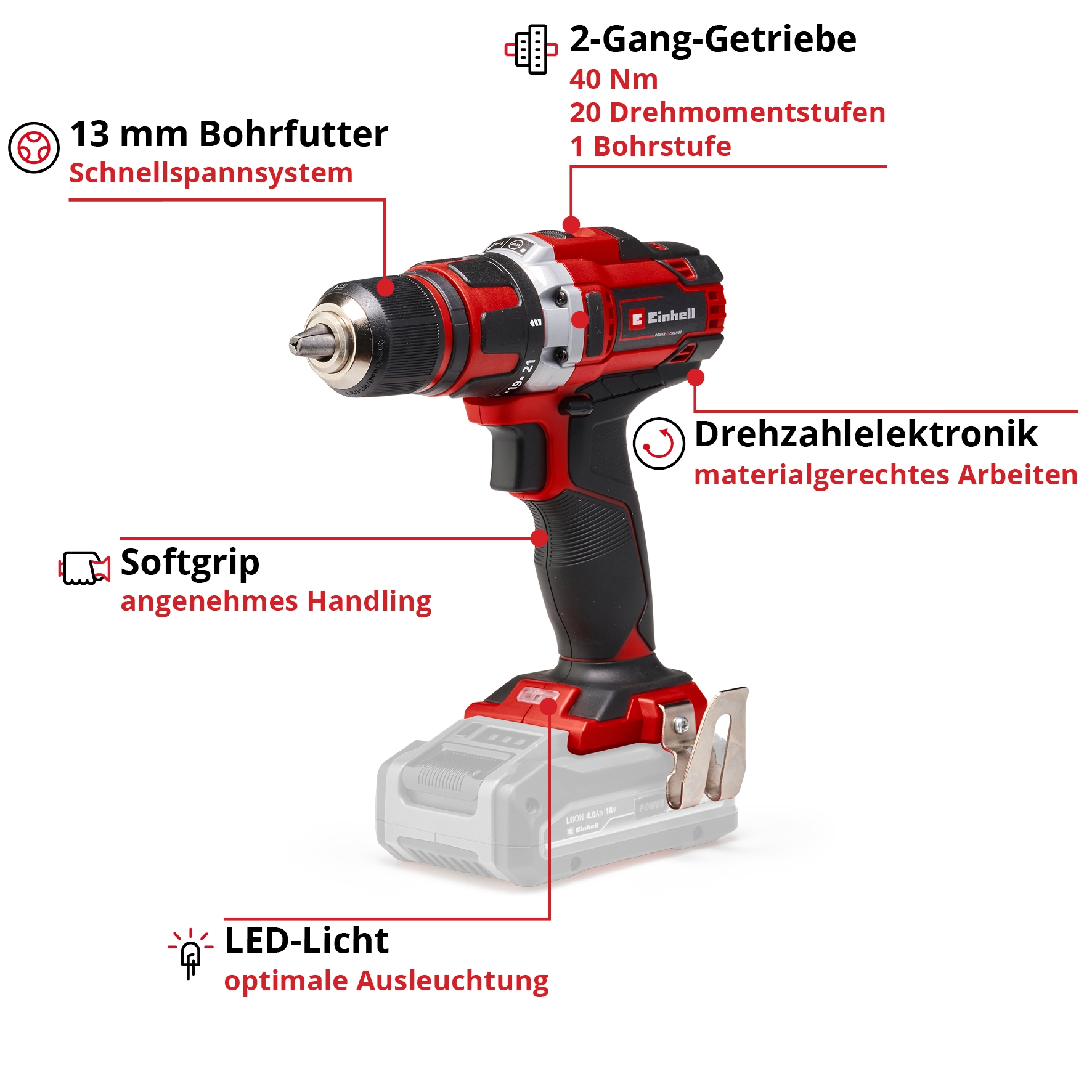 Einhell Expert TE-CD 18/40 Li-Solo Akku-Bohrschrauber