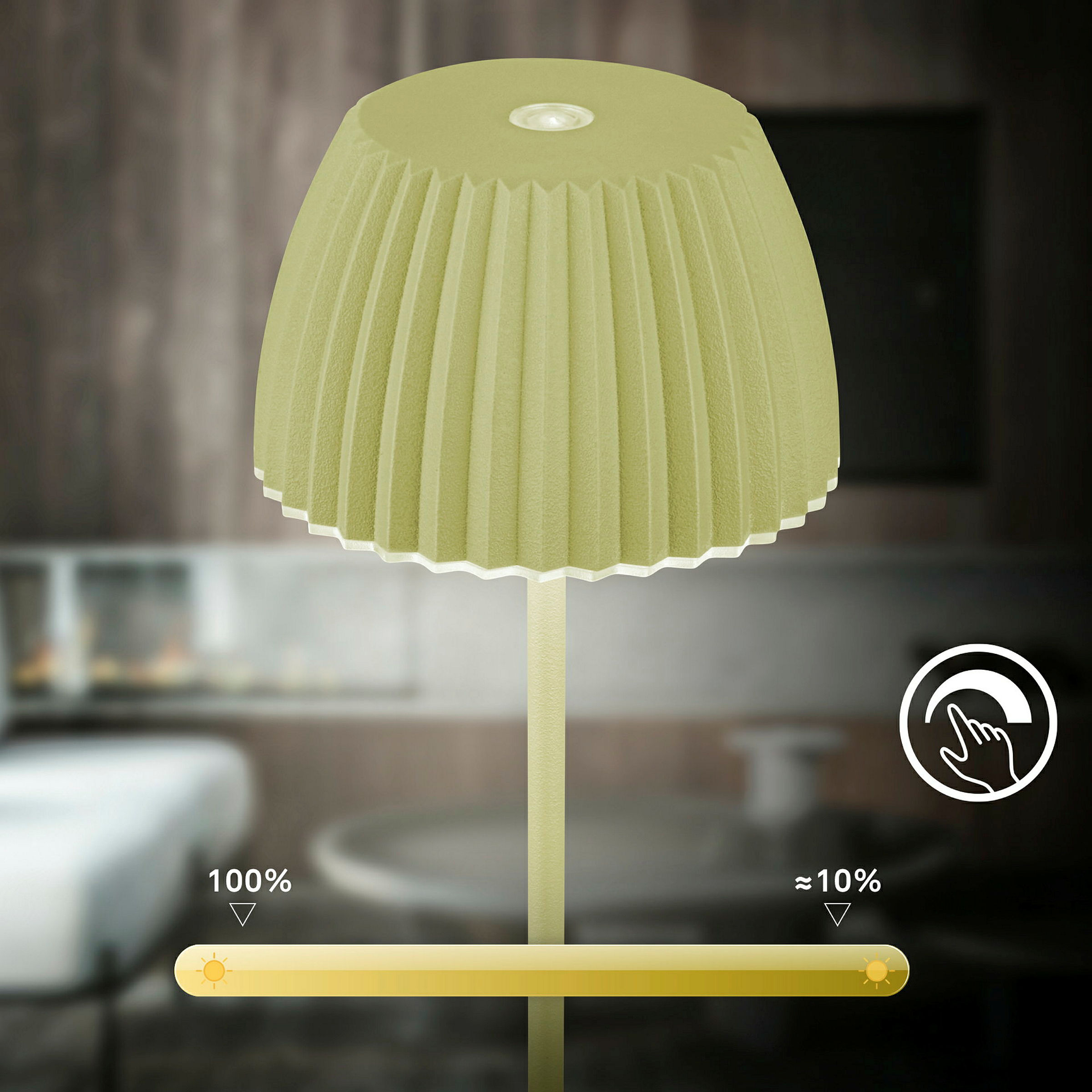 Brilo unplugged RIFFLE Akku Mini Tischleuchte mit Lichtkante - Pastellgrün