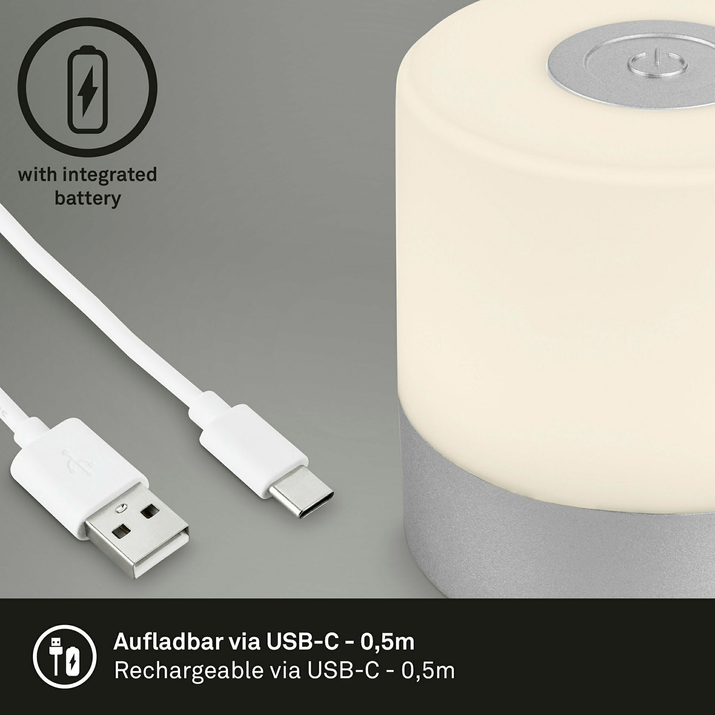 SMAL Akku LED Tischleuchte, Chrom-matt, 1xLED/2W