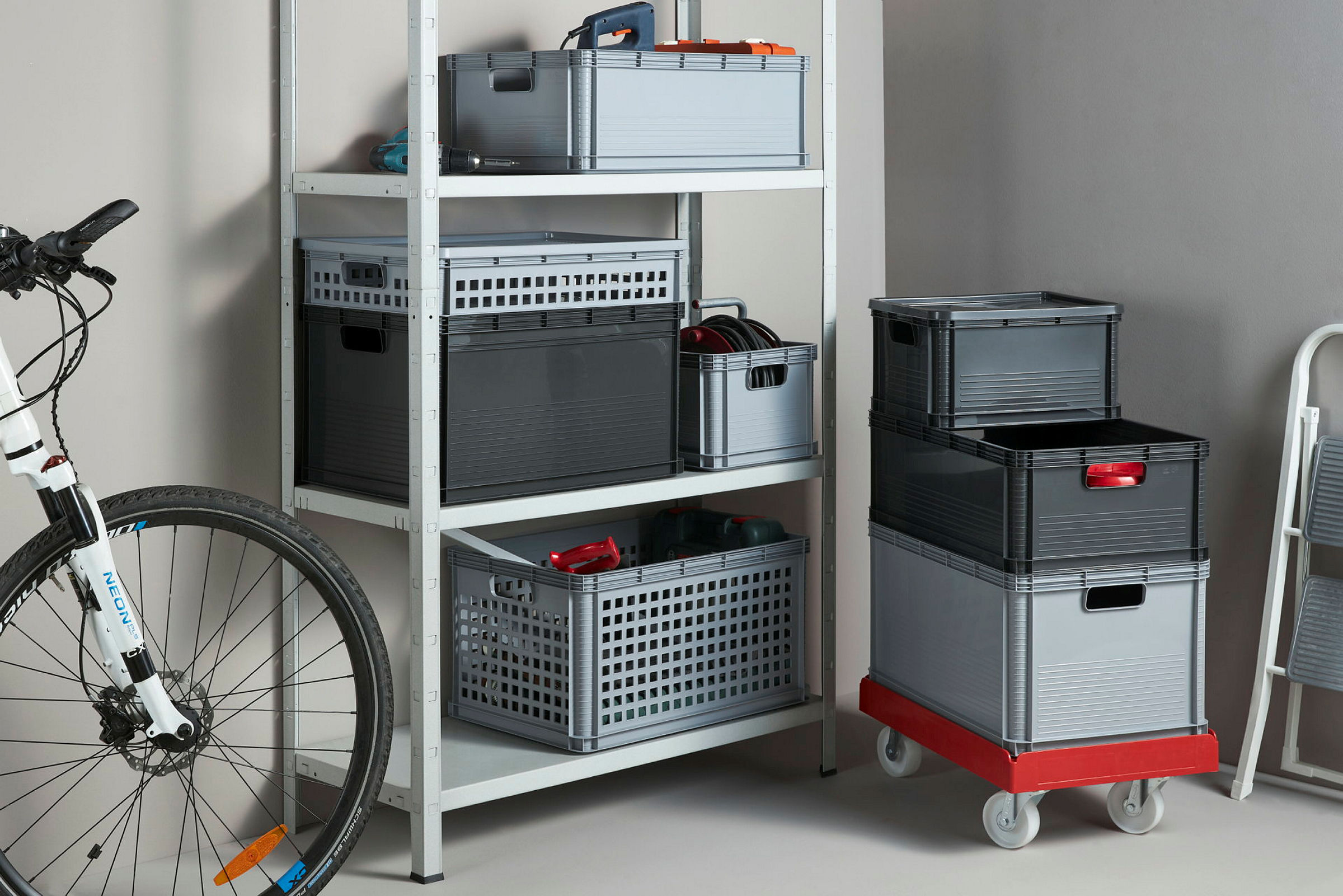 keeeper Transportkorb, Stapelbar, Polypropylen, 64 l, Robert, Nordic Grey
