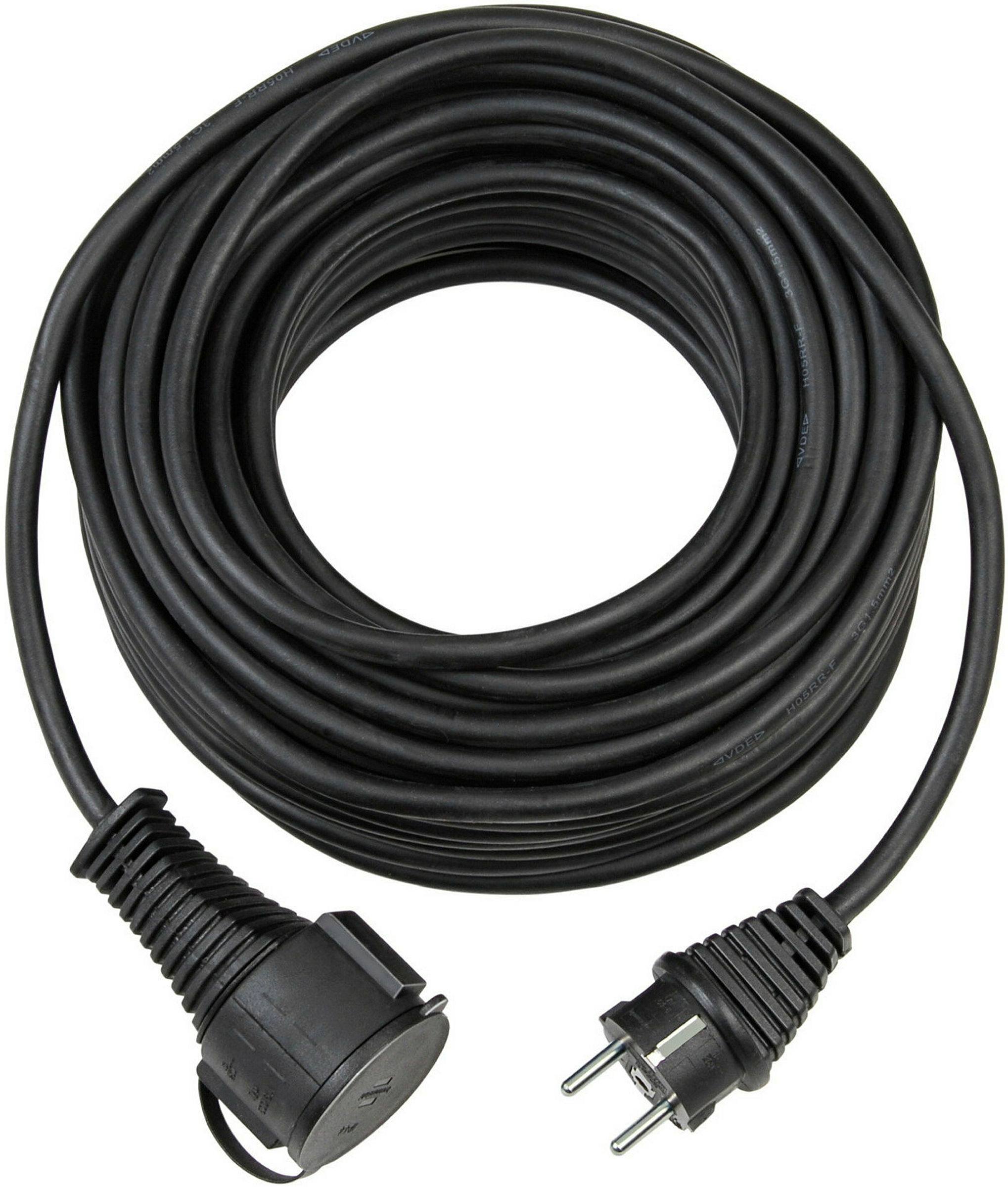 Verl.-Kabel BREMAXX 25m schwarz matt N05V3V3-F3G1,5 - Stecker u. Kupplung