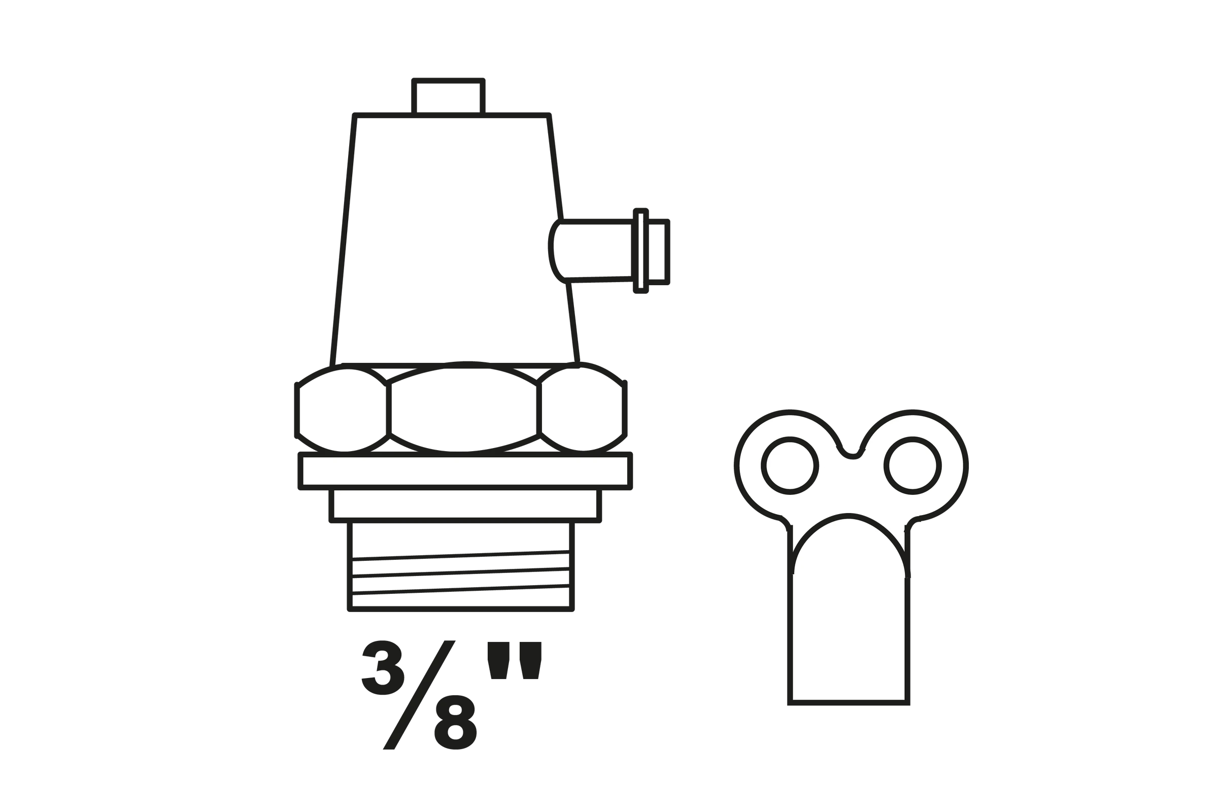 Heizkörper-Entlüftungsventil, vernickelt, 3/8'', mit Schlüssel