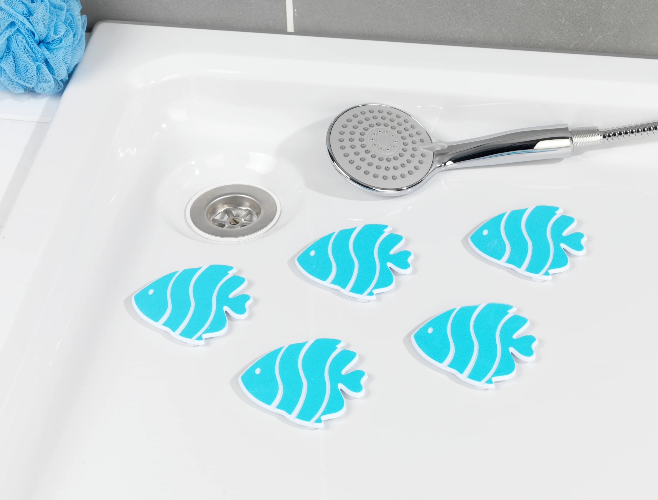 Antirutschsticker Fisch 5er hellblau