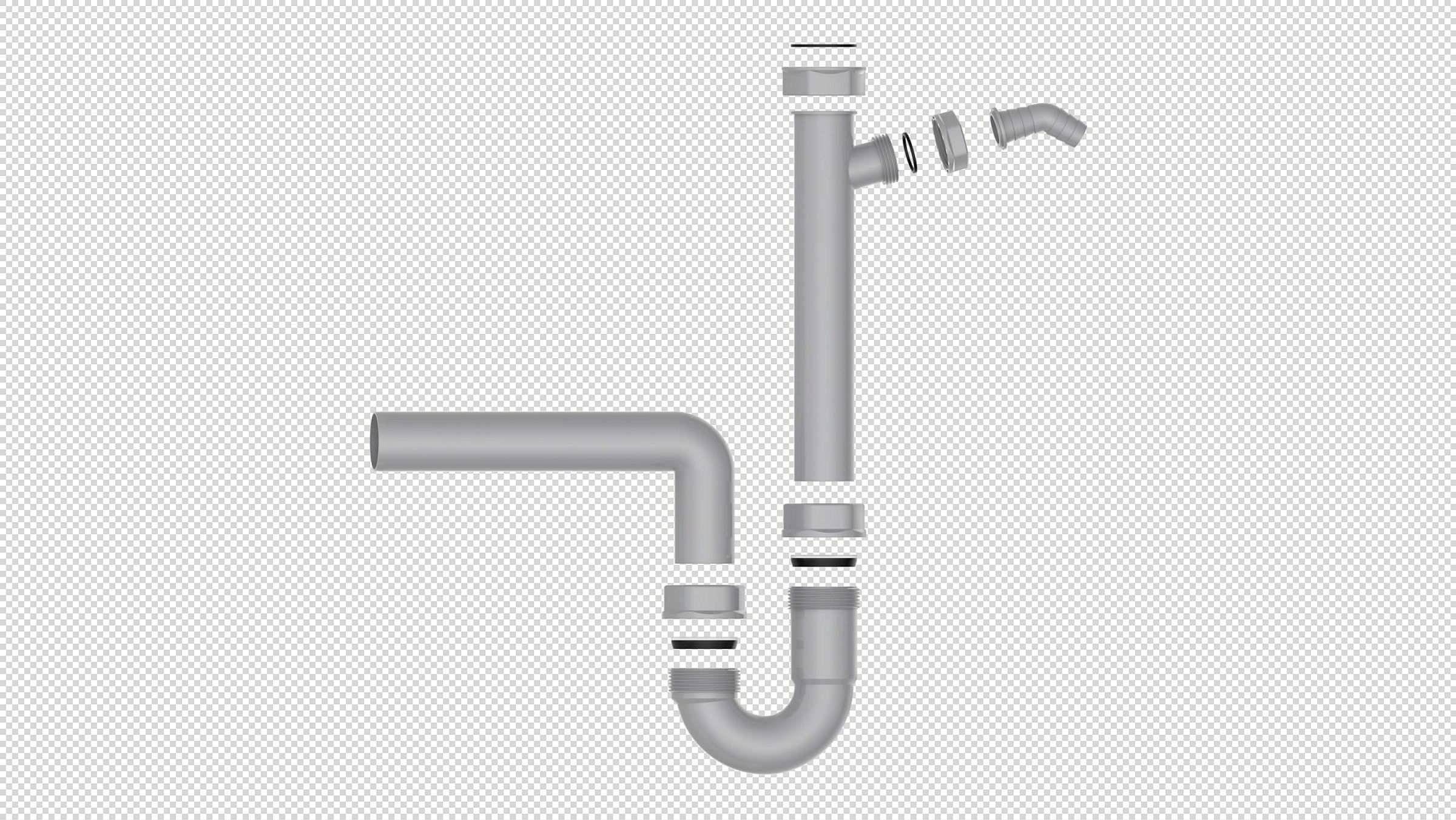 ECO-SAVE KS Spültisch-Röhrensiphon,Grau, 1 1/2''IG x 40 mm, mit 3/4'' Gerät