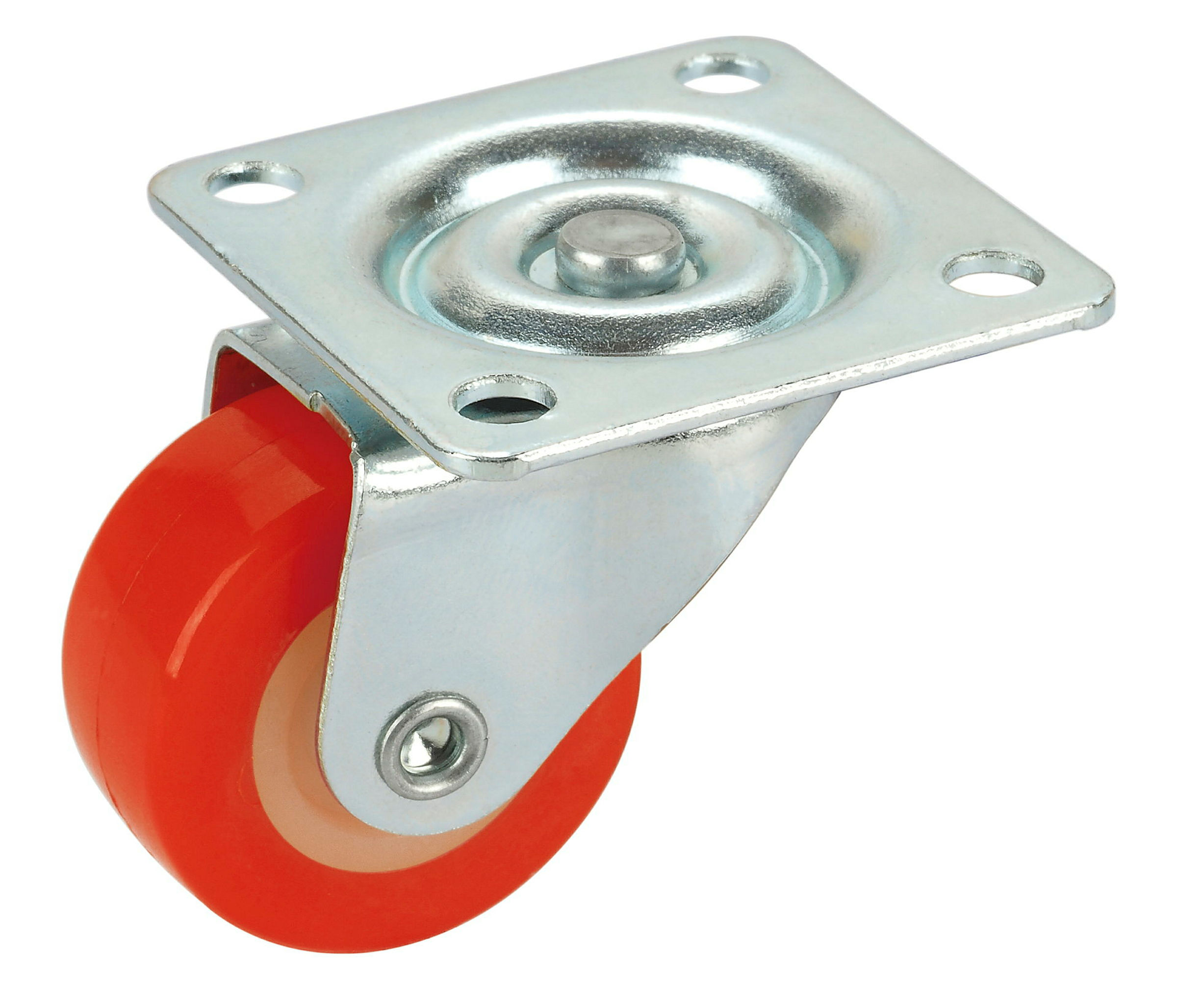 Möbelrolle, rotem PU-Rad, 30x14 mm, Tragkr. 20 kg