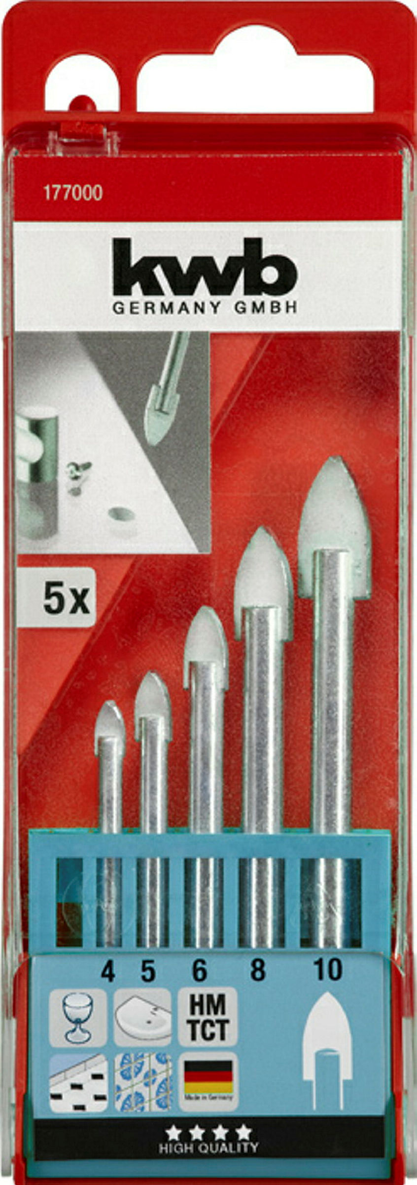 Glasbohrersatz, 5-tlg.