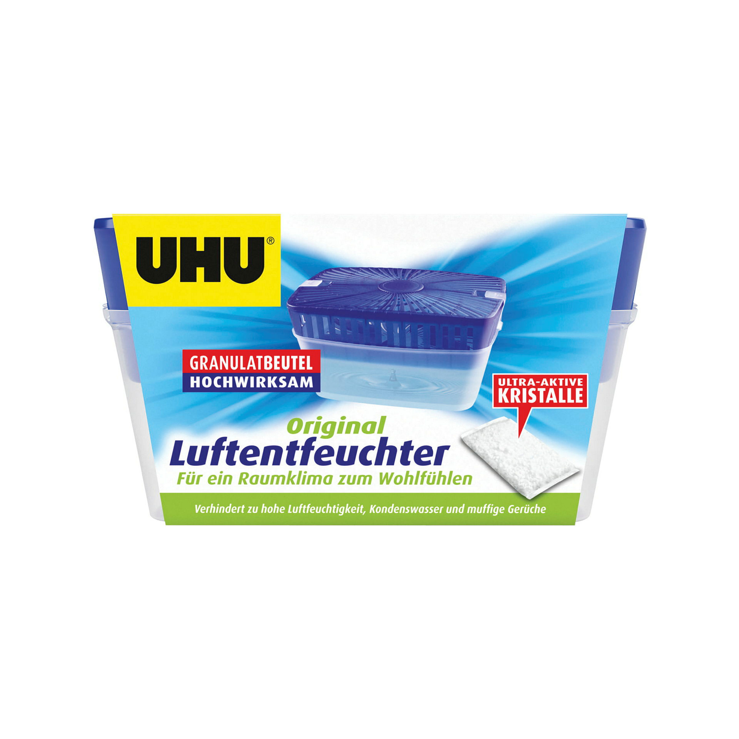 UHU Luftentfeuchter Original, Gerät inkl. Nachfüllbeutel, 1000g