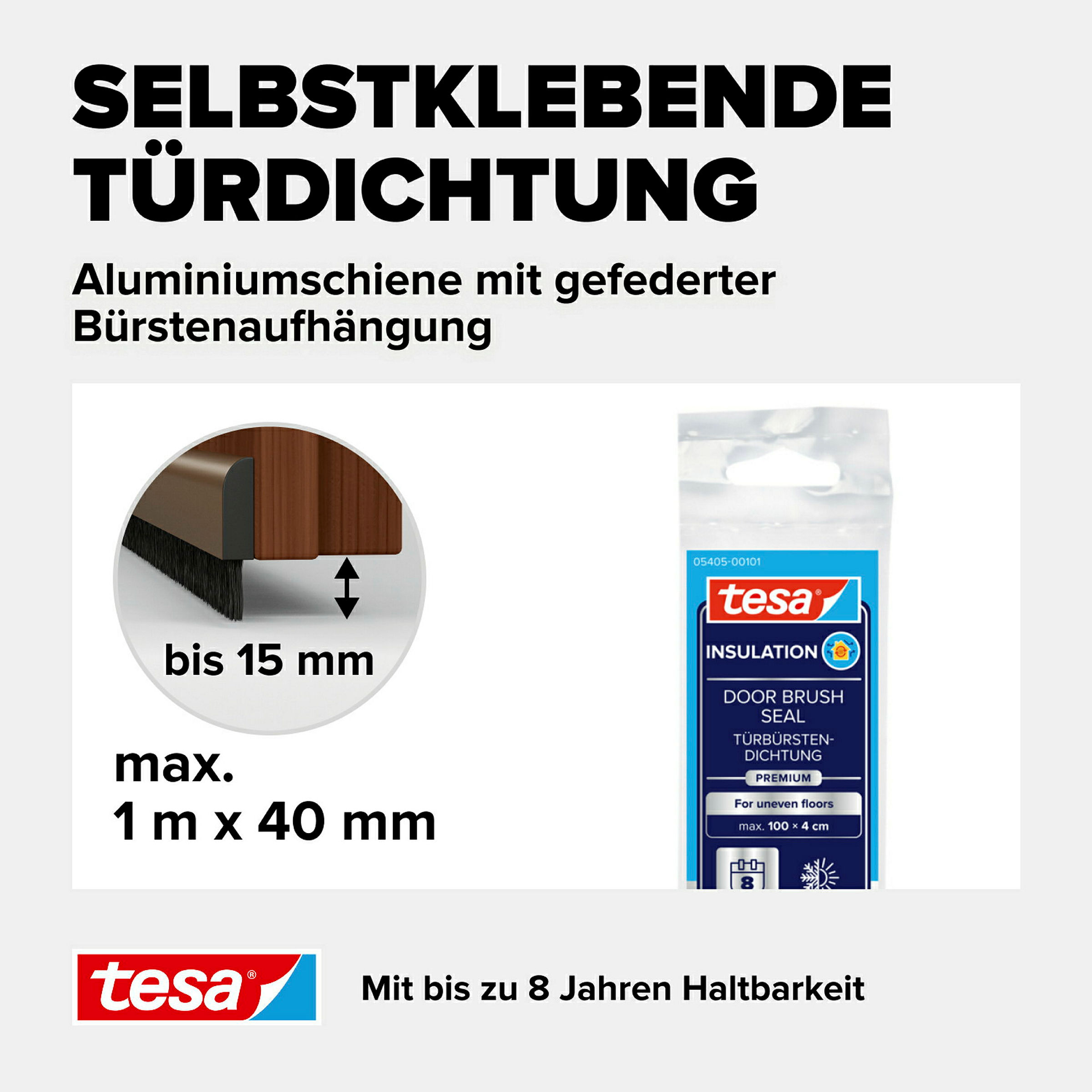 tesamoll® Comfort Türdichtschiene für unebene Böden braun