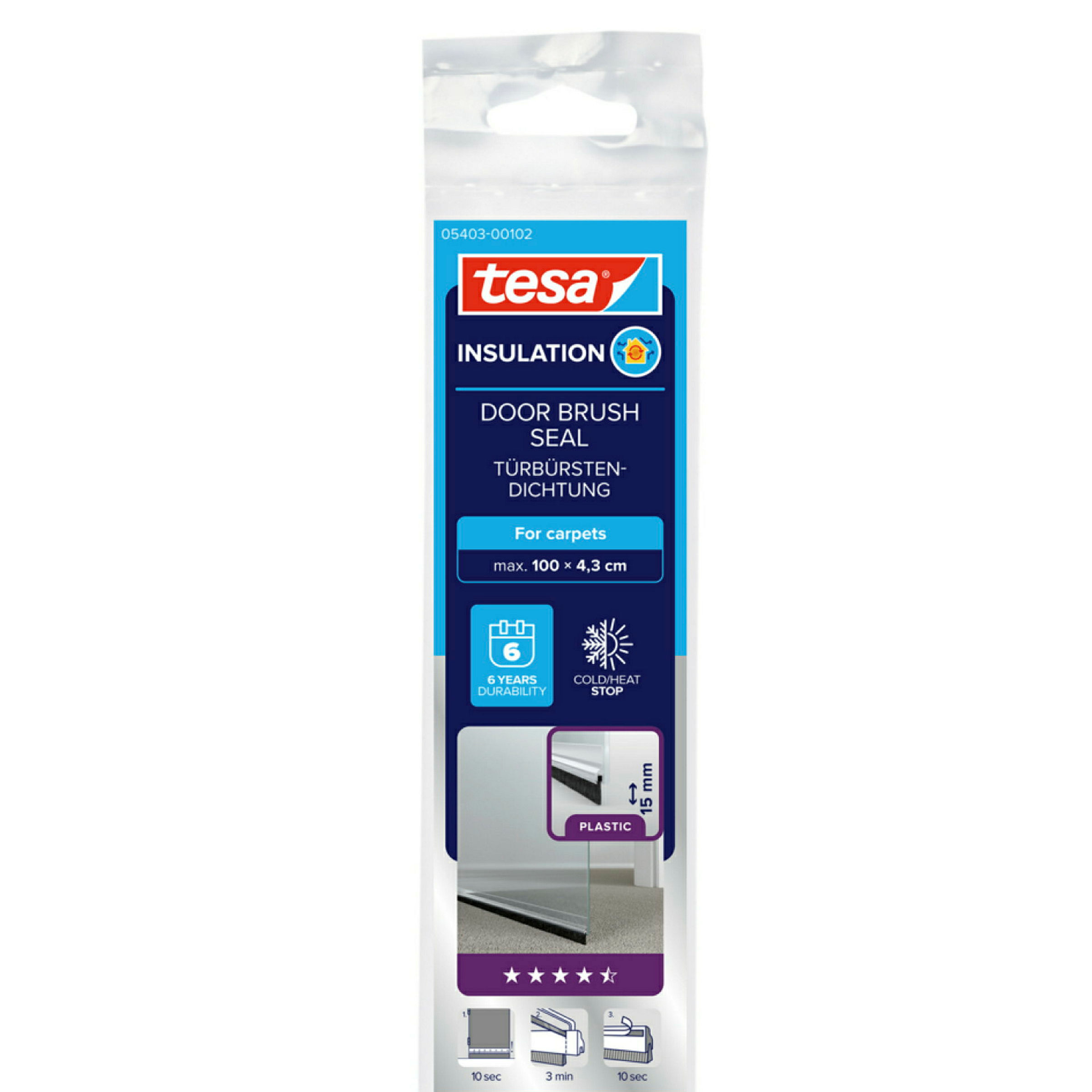 tesamoll® Türdichtschiene für Textilböden, transparent