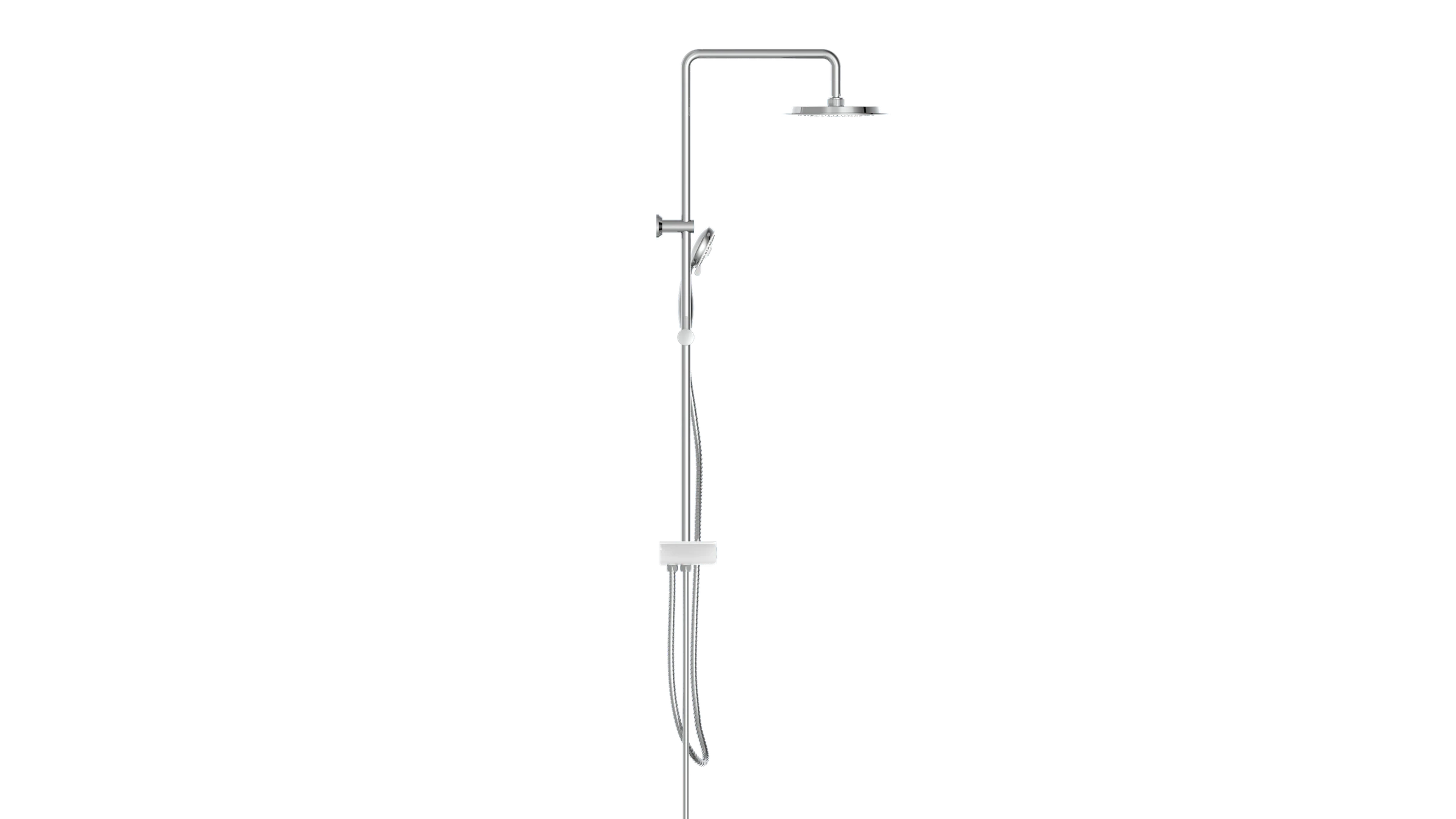 AQUASTAR Überkopfbrause-Set, Chrom/Weiß, mit Ablage