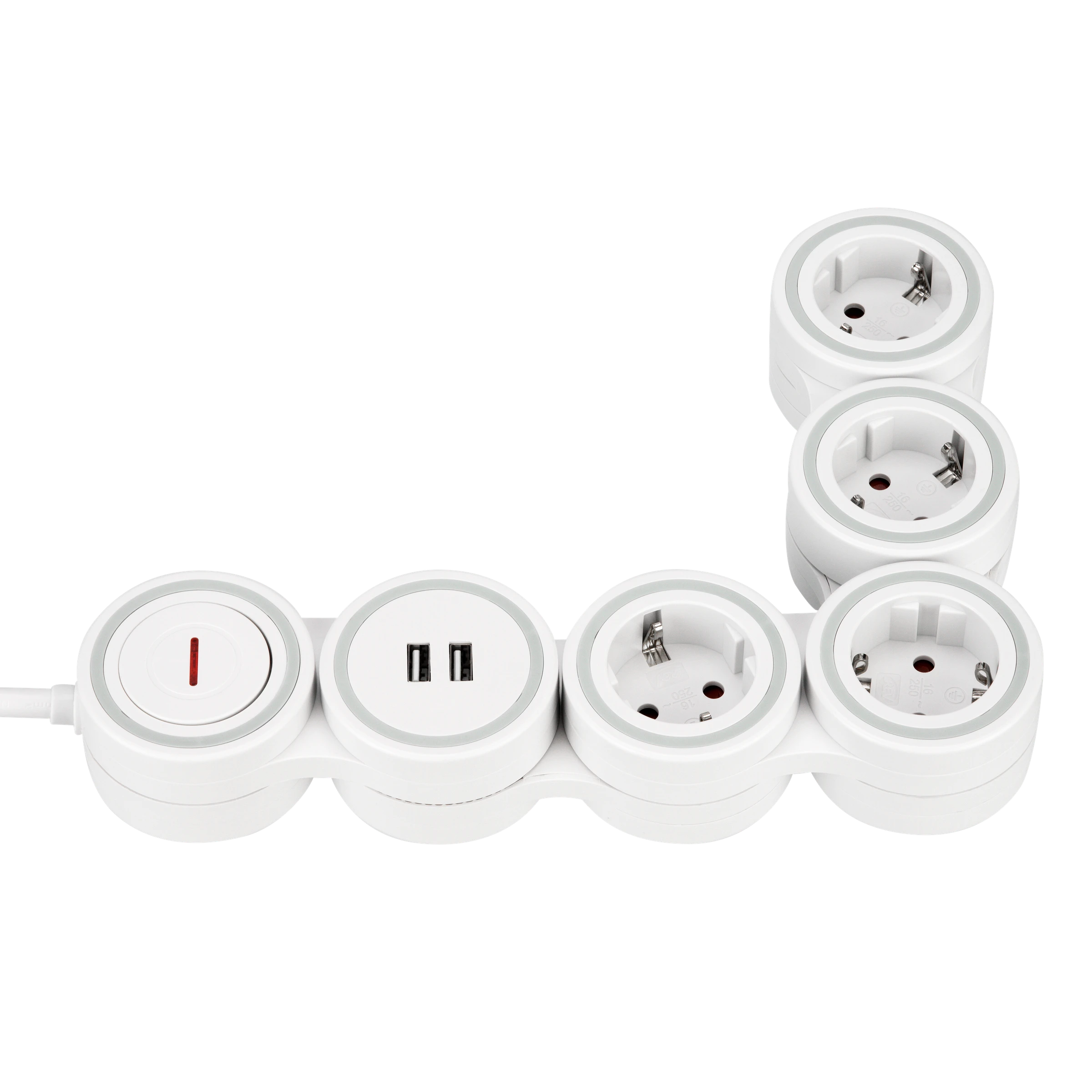 Steckdosenleiste Supraflex 4-fach USB & Schalter 1,4m weiß-grau