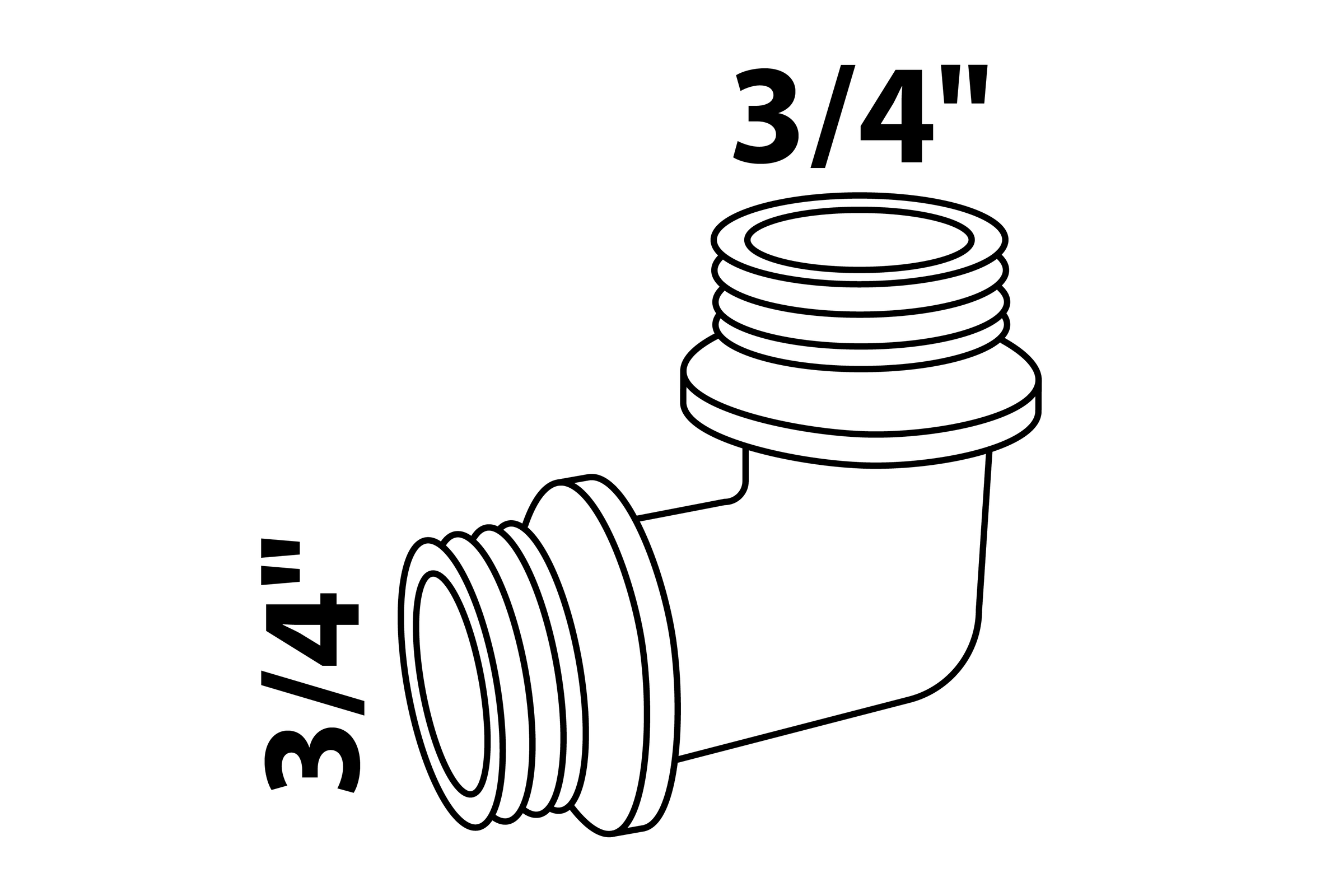 MS Winkel 90°, Chrom, 3/4''AG