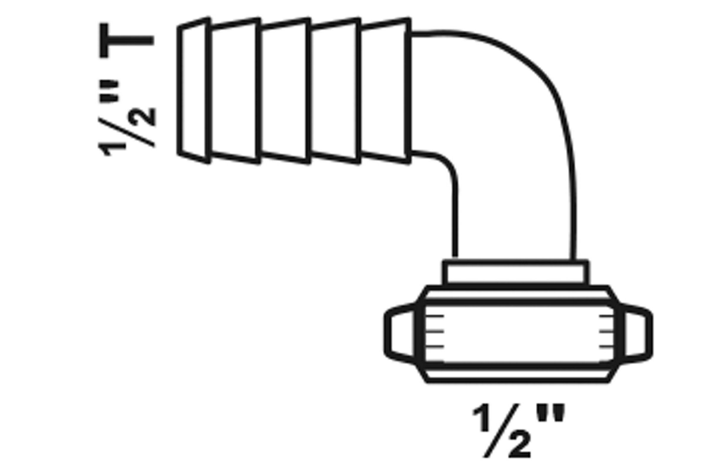 MS Halbe Winkel-Schlauchverschraubung, blank, 1/2''M x 1/2''T