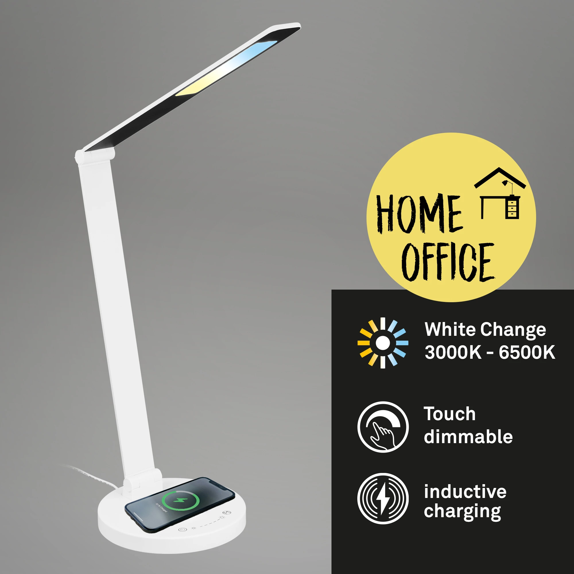 CUMA CCT-LED Tischleuchte, Weiß, inkl. induktive Ladestation