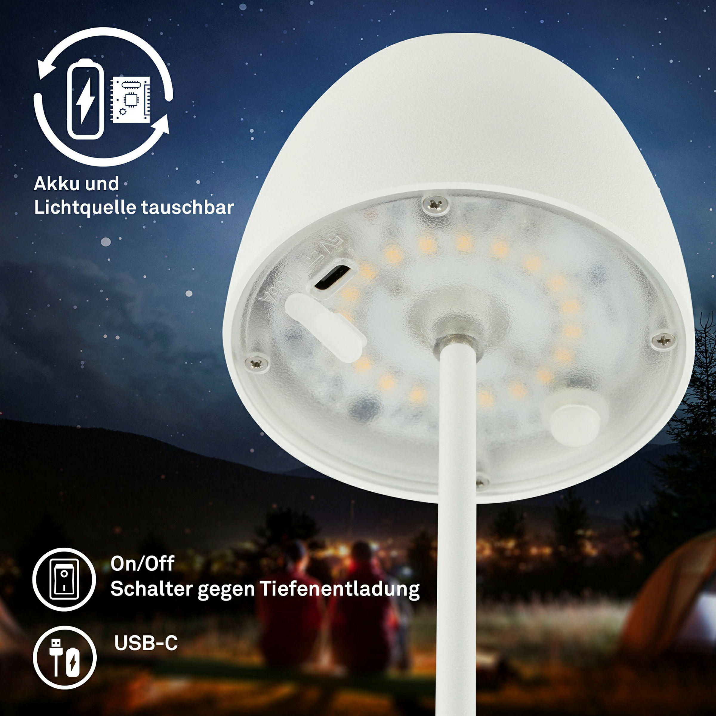 SERINA MINI Akku LED Tischleuchte - Mini; Touch, Weiß