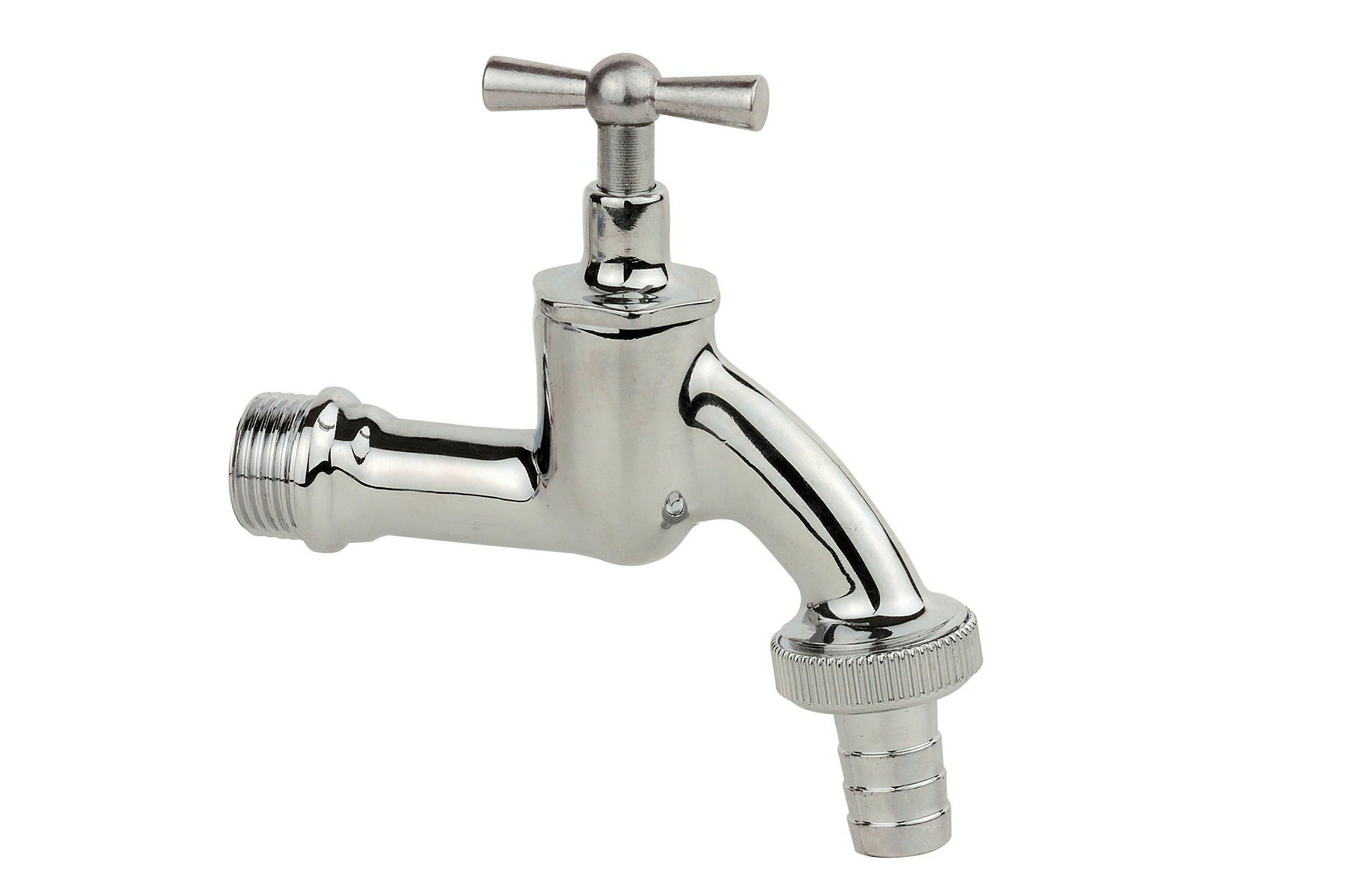 MS Auslaufventil Knebelgriff, Chrom, 1/2''AG x 3/4''AG x 1/2''T