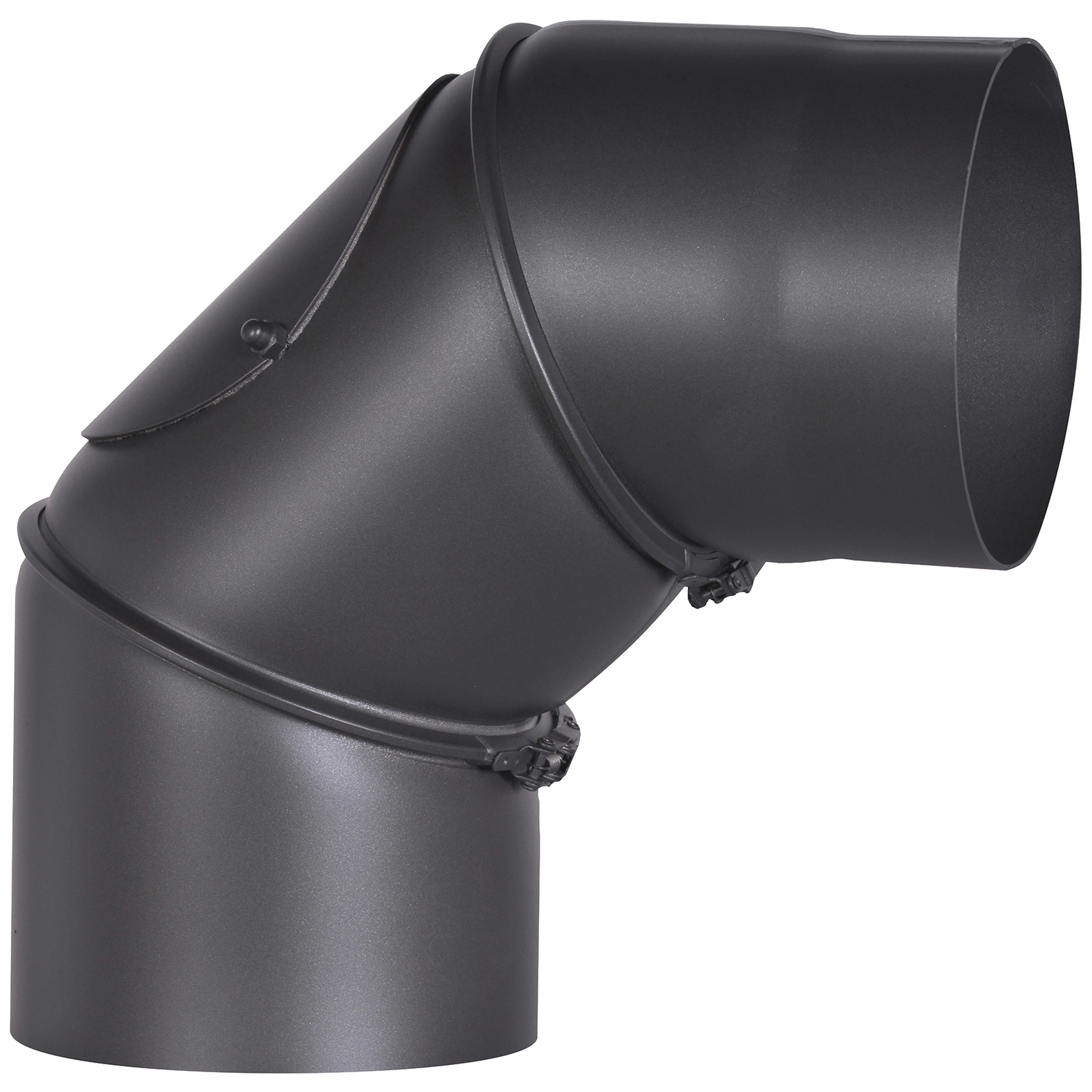 Rauchrohrbogen, 150 mm, schwarz, 90 Grad