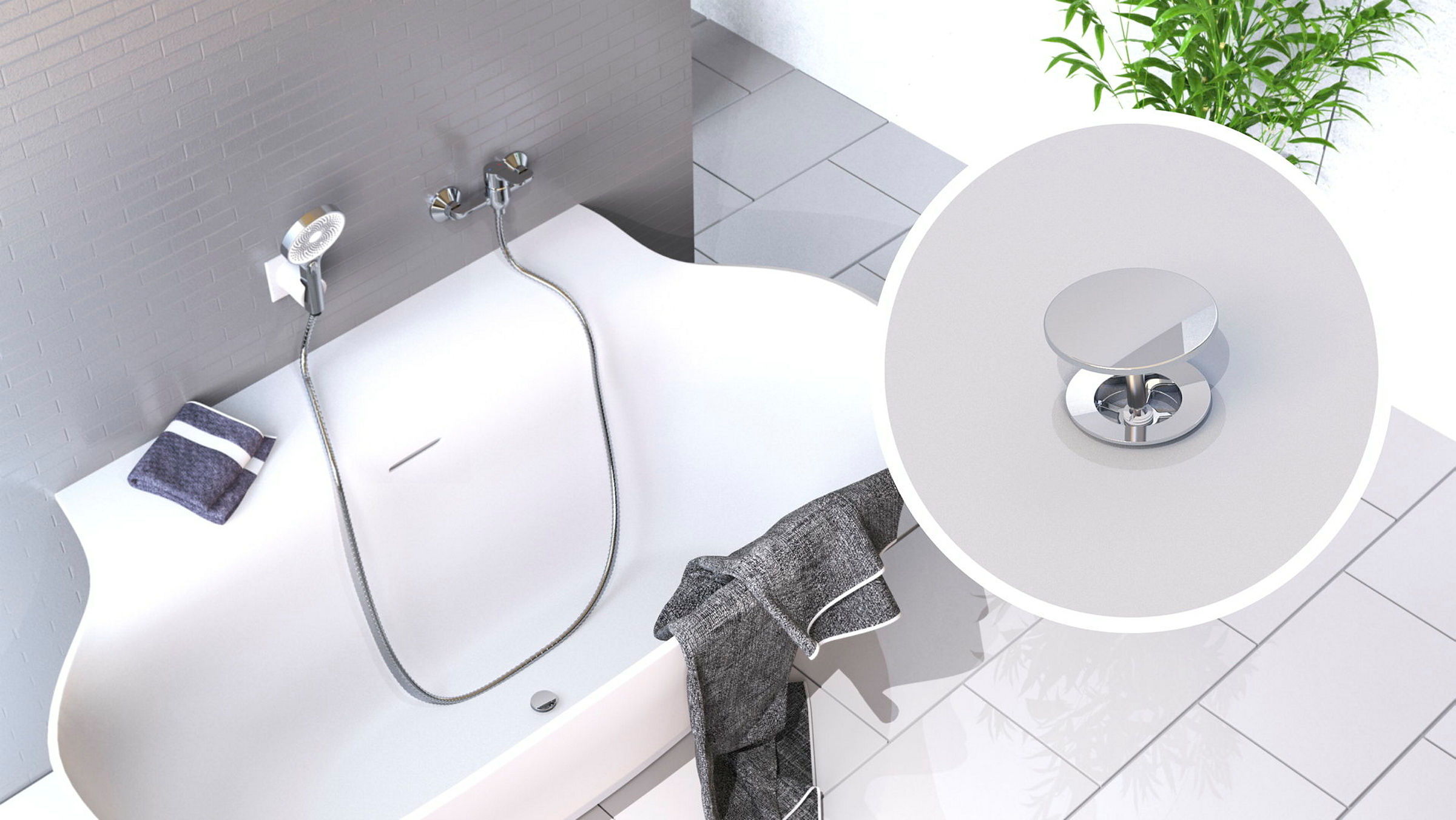 Ablaufstopfen, Chrom, 70 mm x 1 1/2 '', für Badewanne