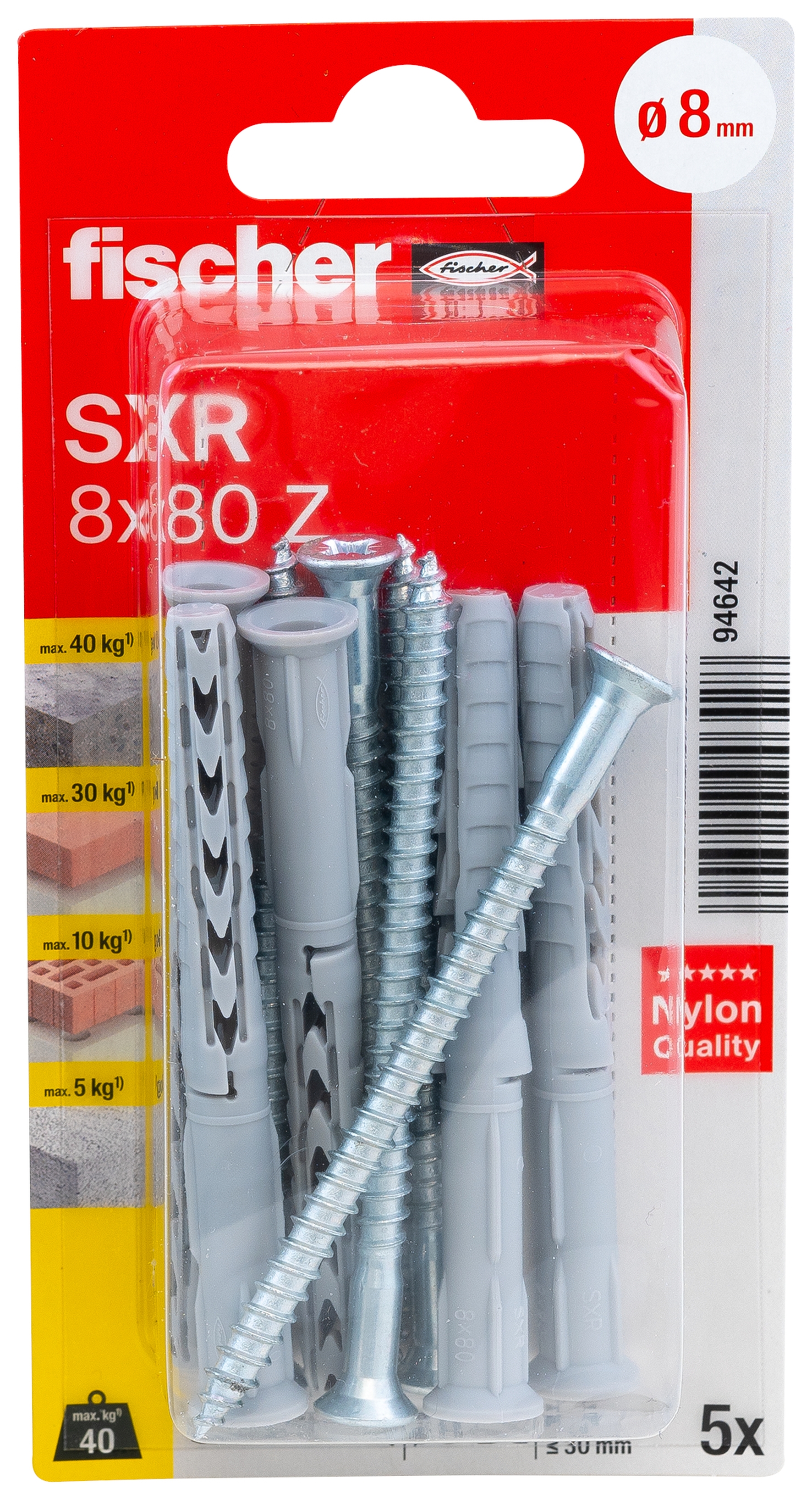 fischer Langschaftdübel SXR 8 x 80 Z Senkkopfschraube (PZ)