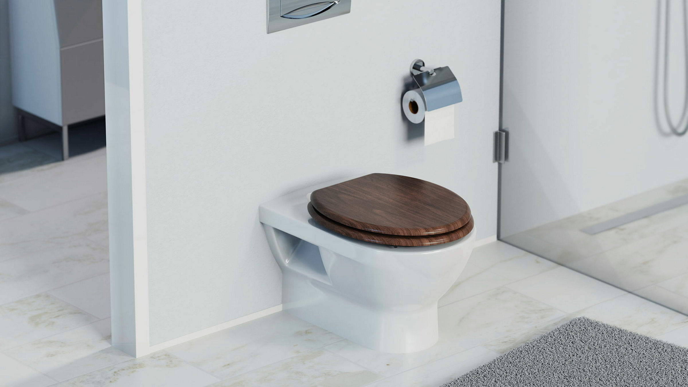 MDF WC-Sitz DARK WOOD, mit Absenkautomatik