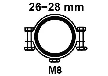 Rohrschelle, 26 mm - 28 mm, schallgedämmt, für 3/4'', mit M8 Gewindemuffe