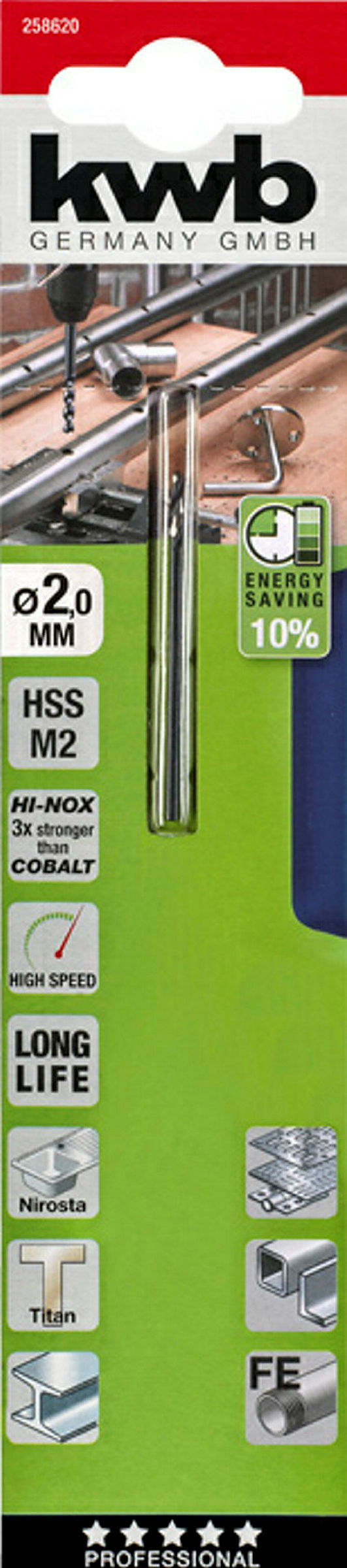 HI-NOX HSS M2 Metallbohrer, ø 2.0 mm