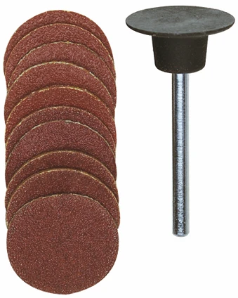 PROXXON-Schleifscheiben Ø 18 mm, je 5 Stück Korn 120 + 150, mit Gummiteller