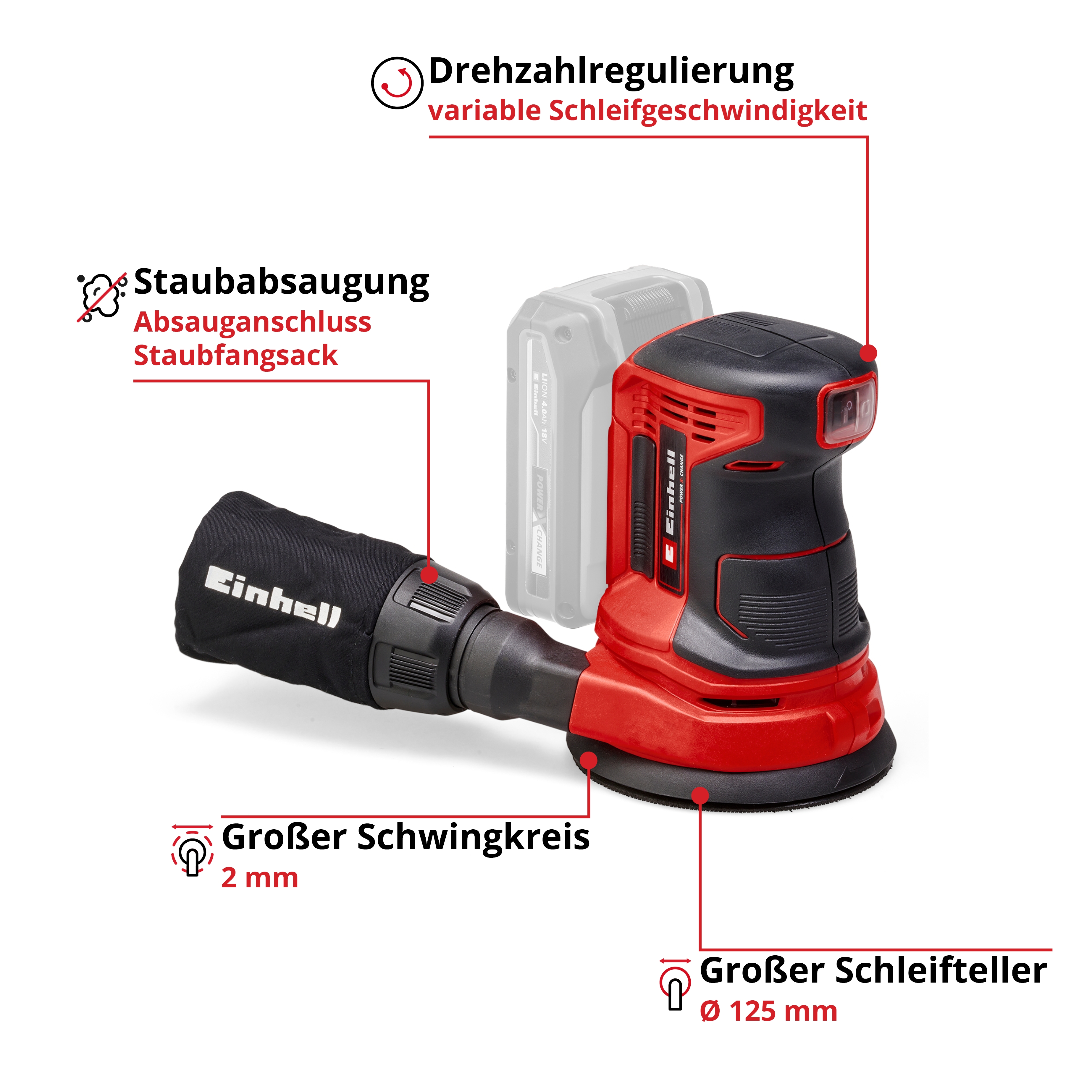 Einhell Expert TE-RS 18 Li-Solo Akku-Exzenterschleifer