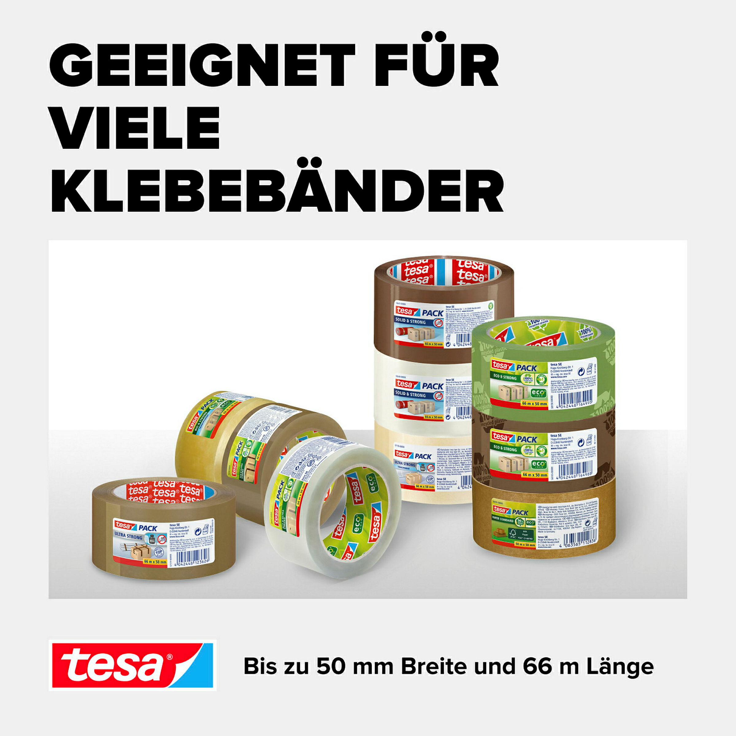tesa® Packband Handabroller Classic, für Paketband-Rollen bis 66m x 50mm