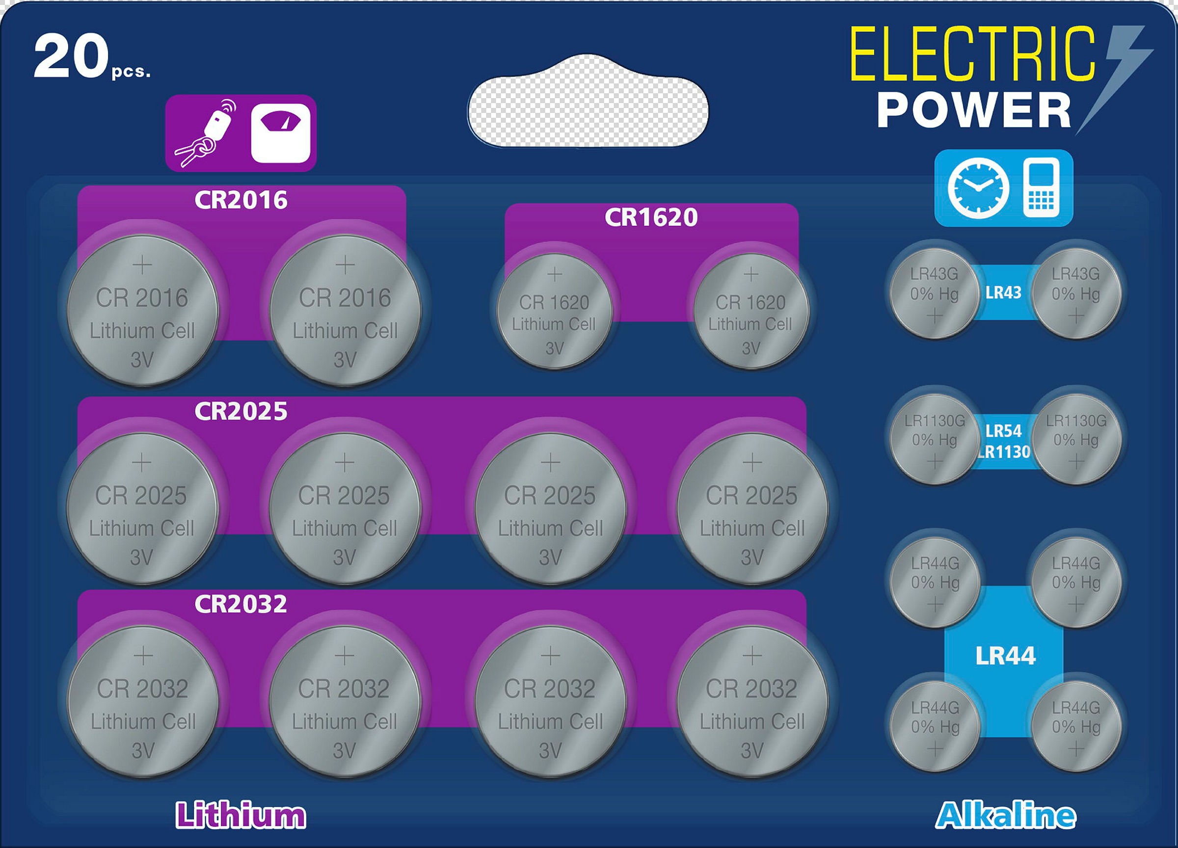 ELECTRIC POWER Knopfzellen Mix Megablister 20