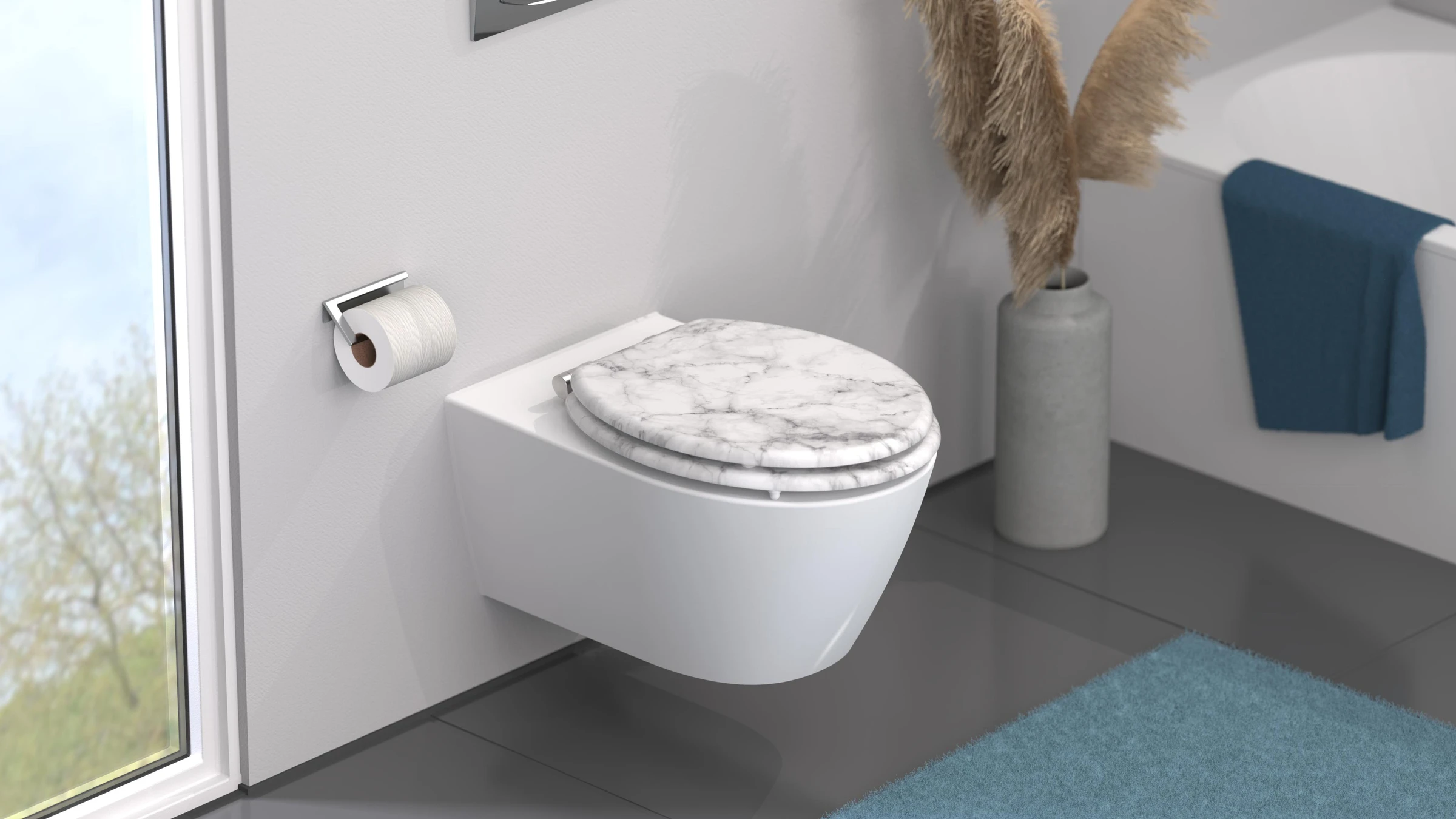 MDF WC-Sitz MARMOR STONE, mit Absenkautomatik