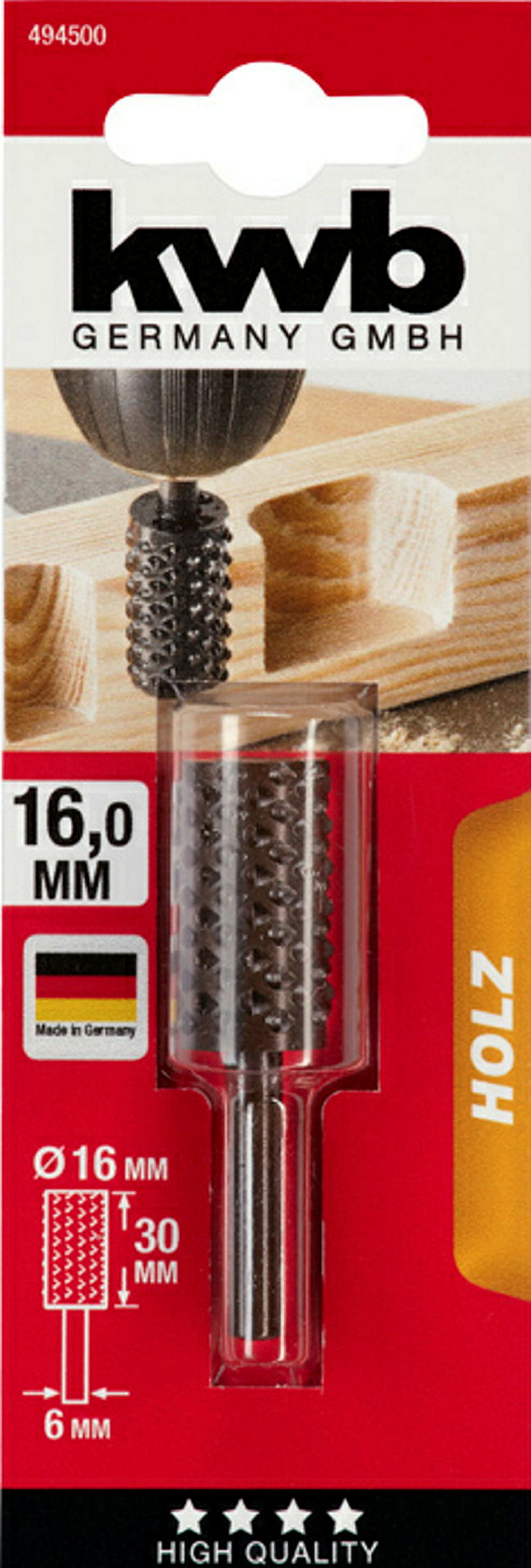 Profilraspel, Holzbearbeitung, zylindrisch, 16 x 30 mm