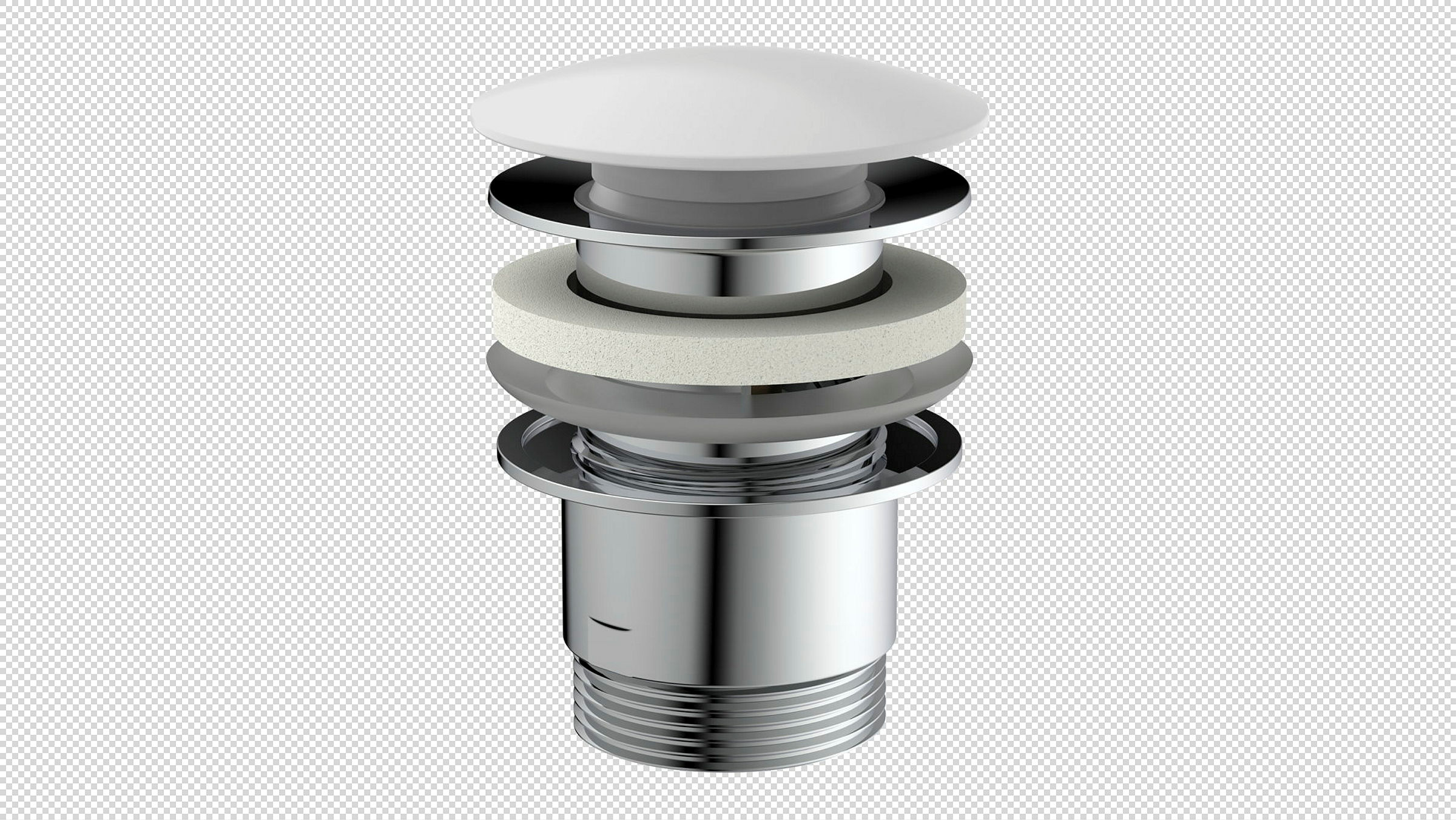 Design-Ablaufventil, Kappe Weiß, 1 1/4 x 65 mm, mit Überlauf