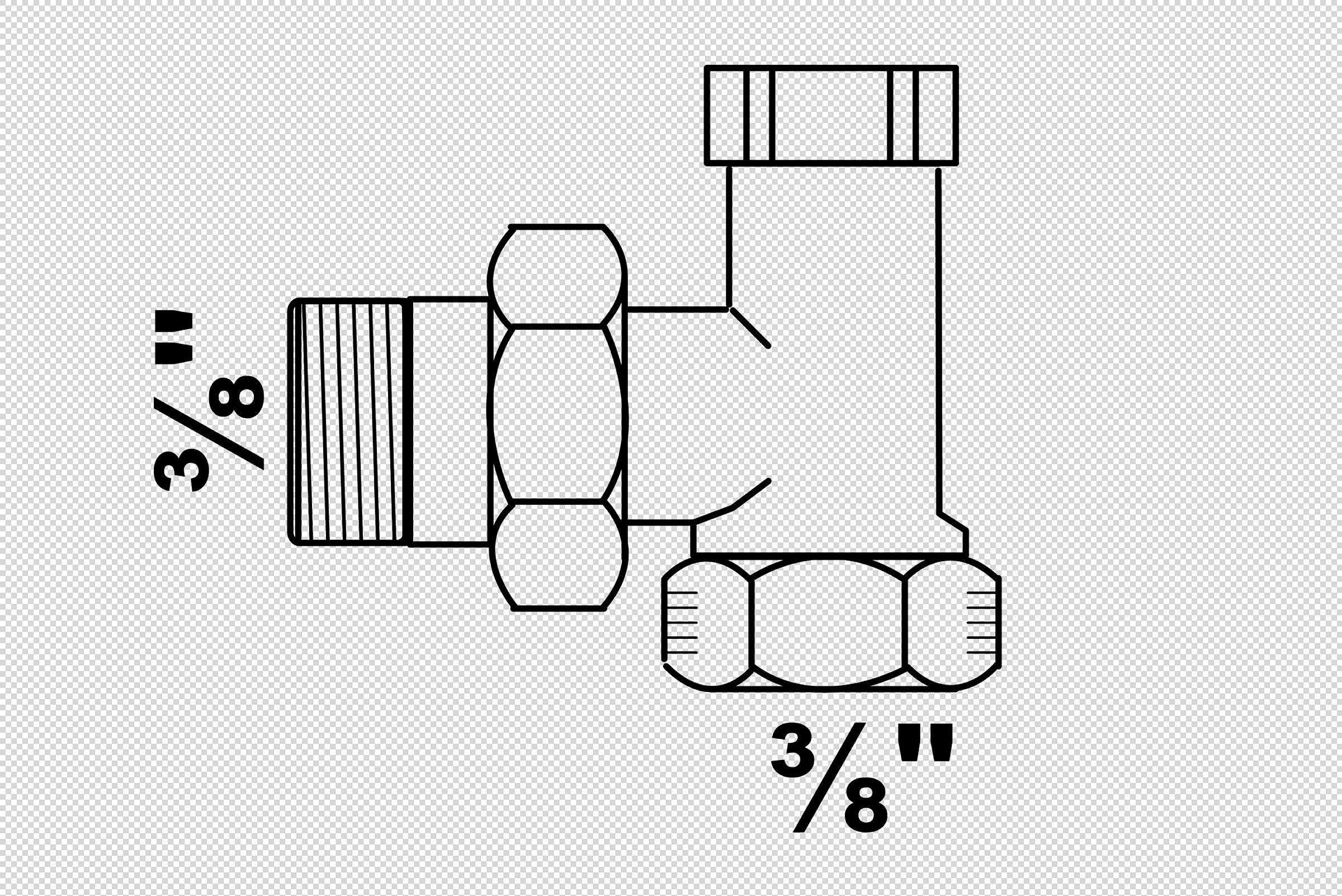Radiator Verschraubung, vernickelt, 3/8'', eck Durchgang, absperrbar