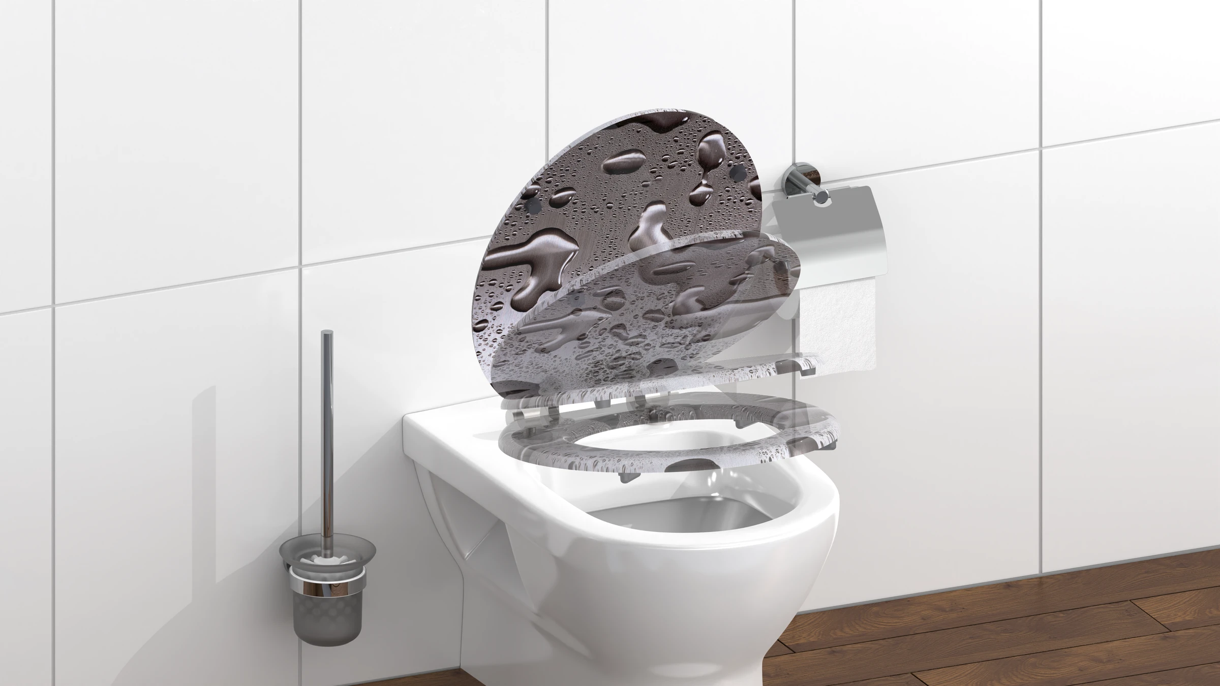 MDF WC-Sitz GREY STEEL, mit Absenkautomatik