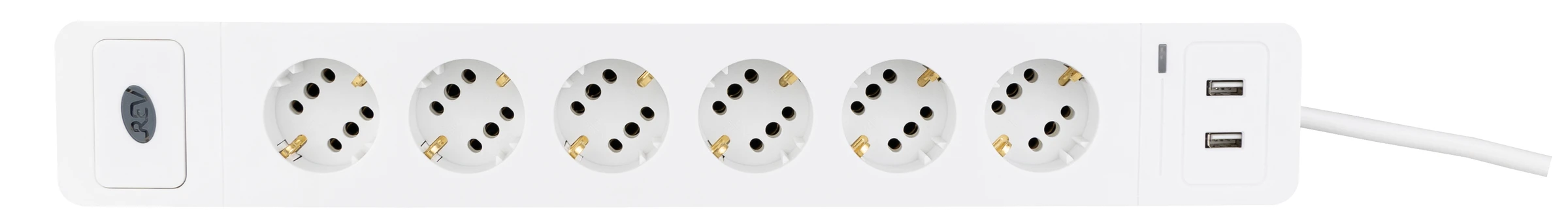 Steckdosenleiste COMBINI 6=12-fach USB , ÜSS & Schalter 1,4m weiß
