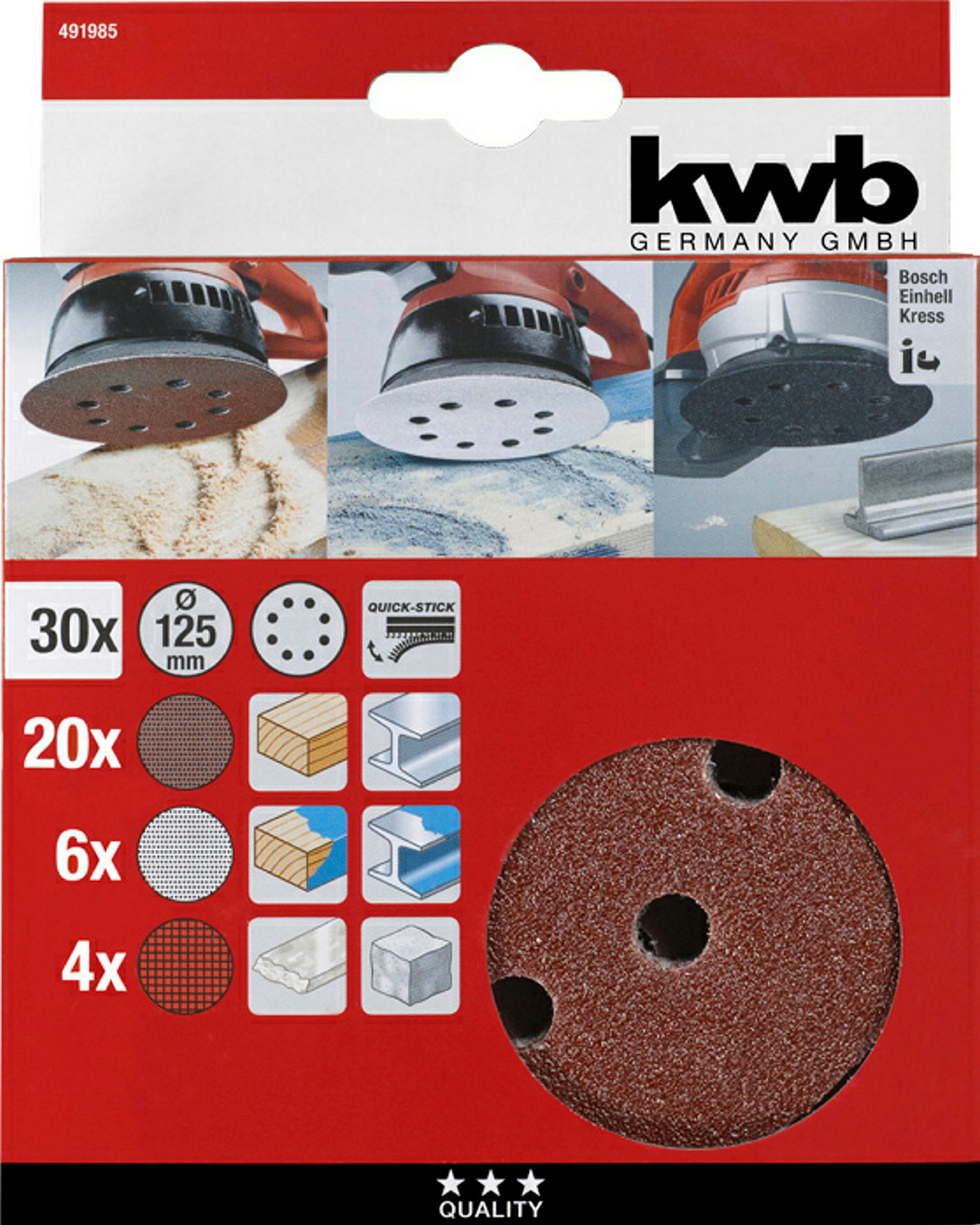 Haft-Schleifscheiben-Set, Universal, 30-tlg., Ø 125 mm