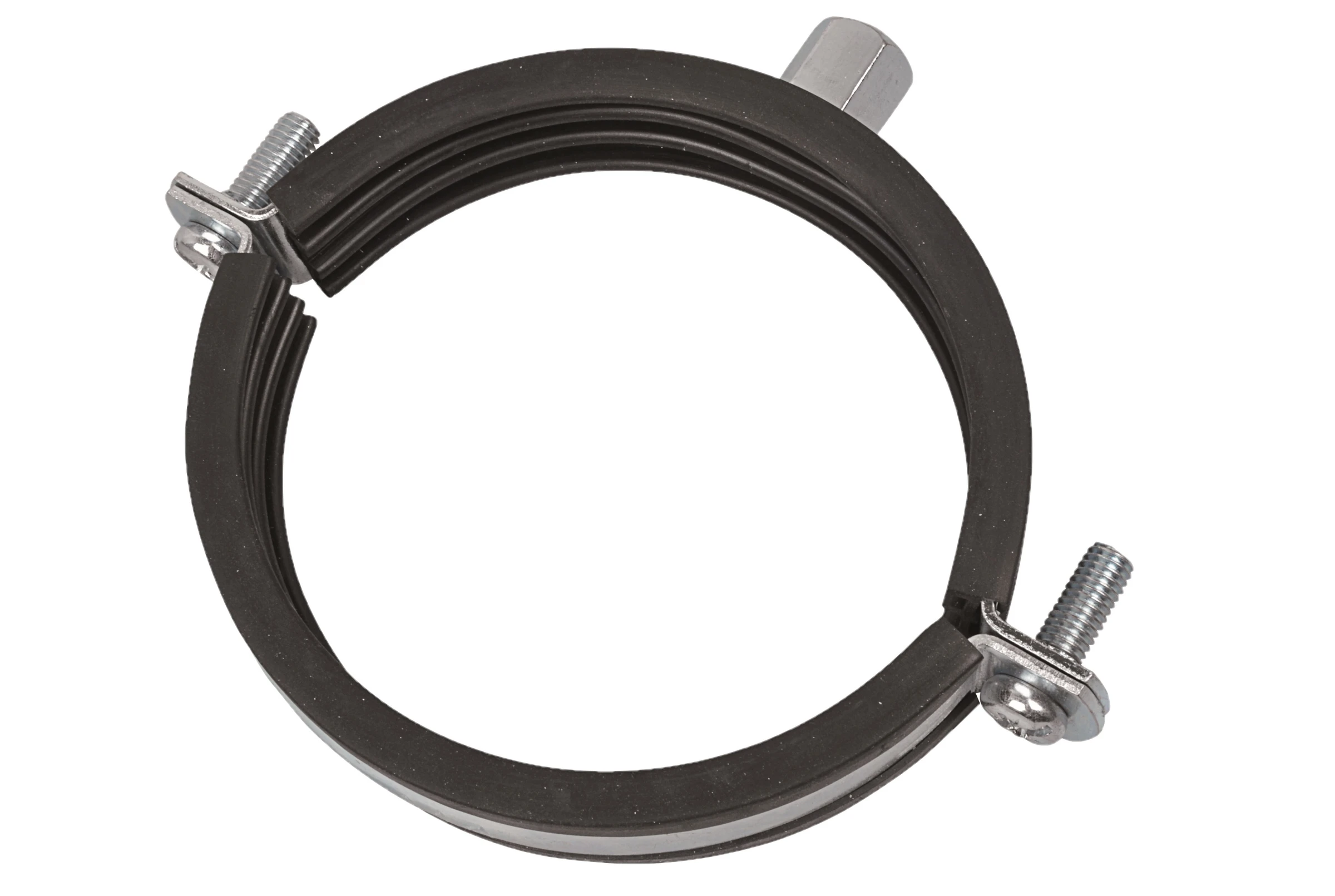 Rohrschelle, 108 mm - 114 mm, schallgedämmt, für 4'', mit M8 Gewindemuffe