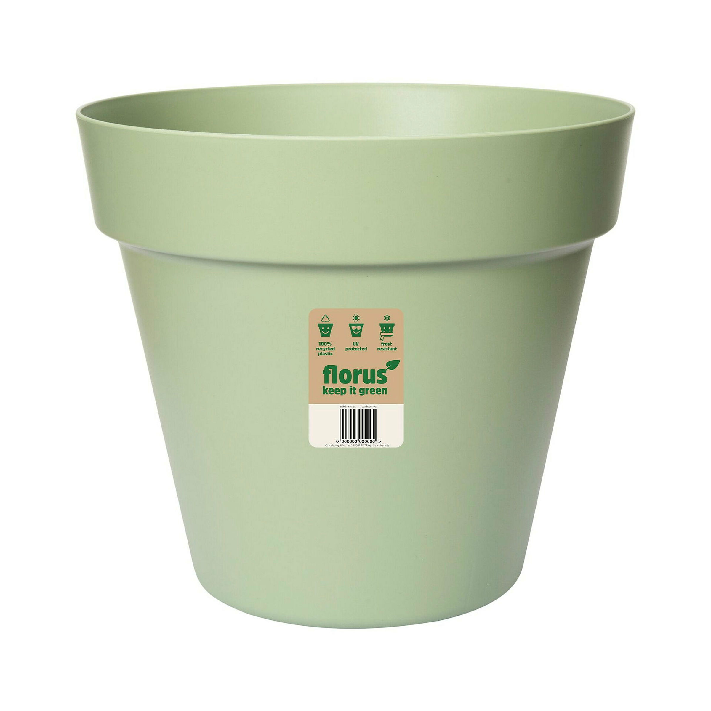 Florus Paris Pflanztopf 40 - Grün - L 39 x B 38.8 x H 35 cm - Innen und Auß