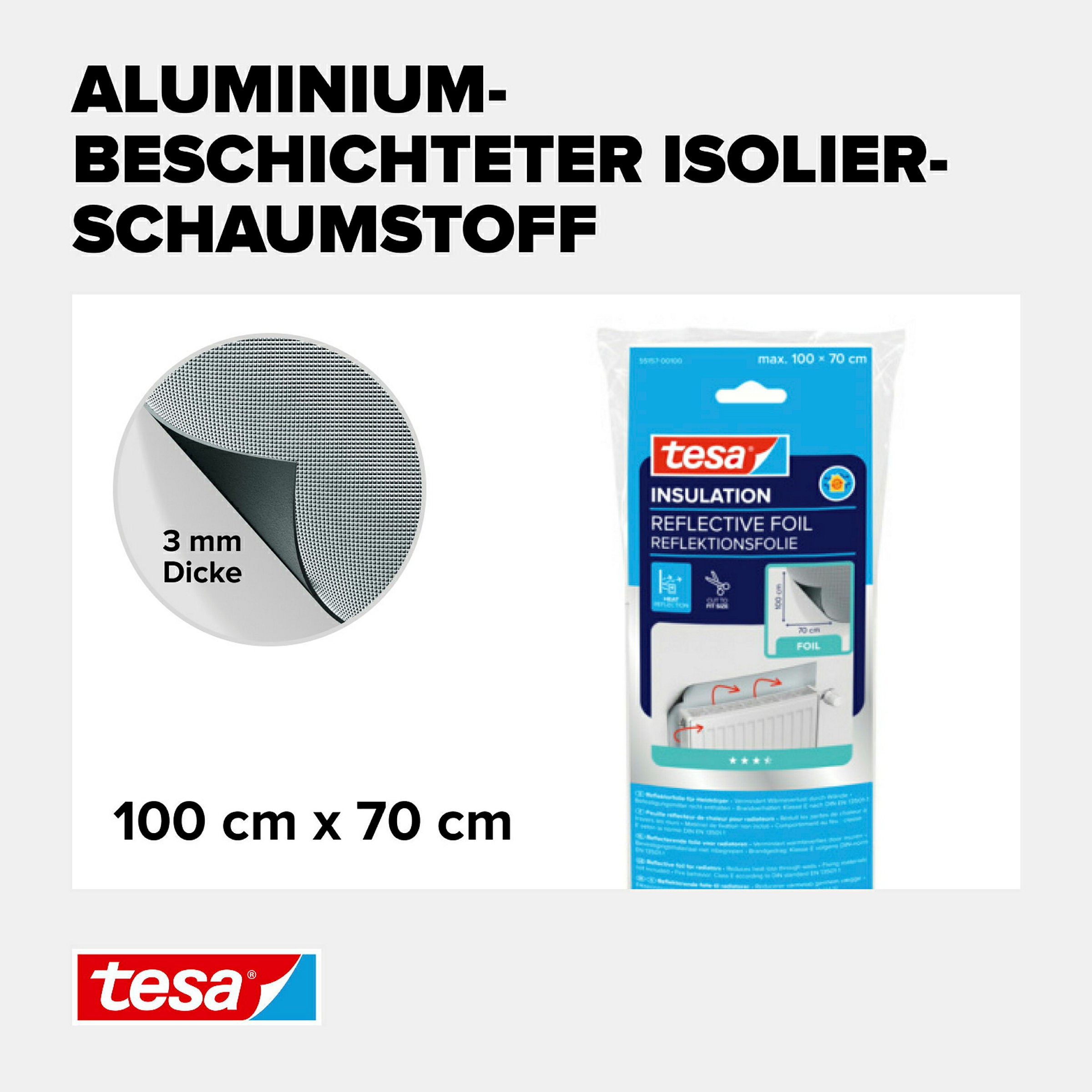 tesamoll® Reflektorfolie für Heizkörper, silber, 1,0m x 0,7m
