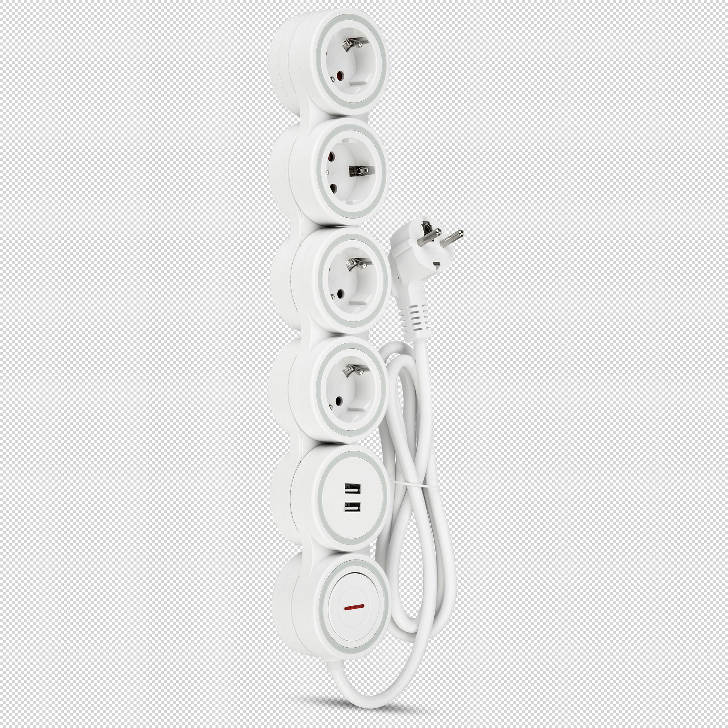 Steckdosenleiste Supraflex 4-fach USB & Schalter 1,4m weiß-grau