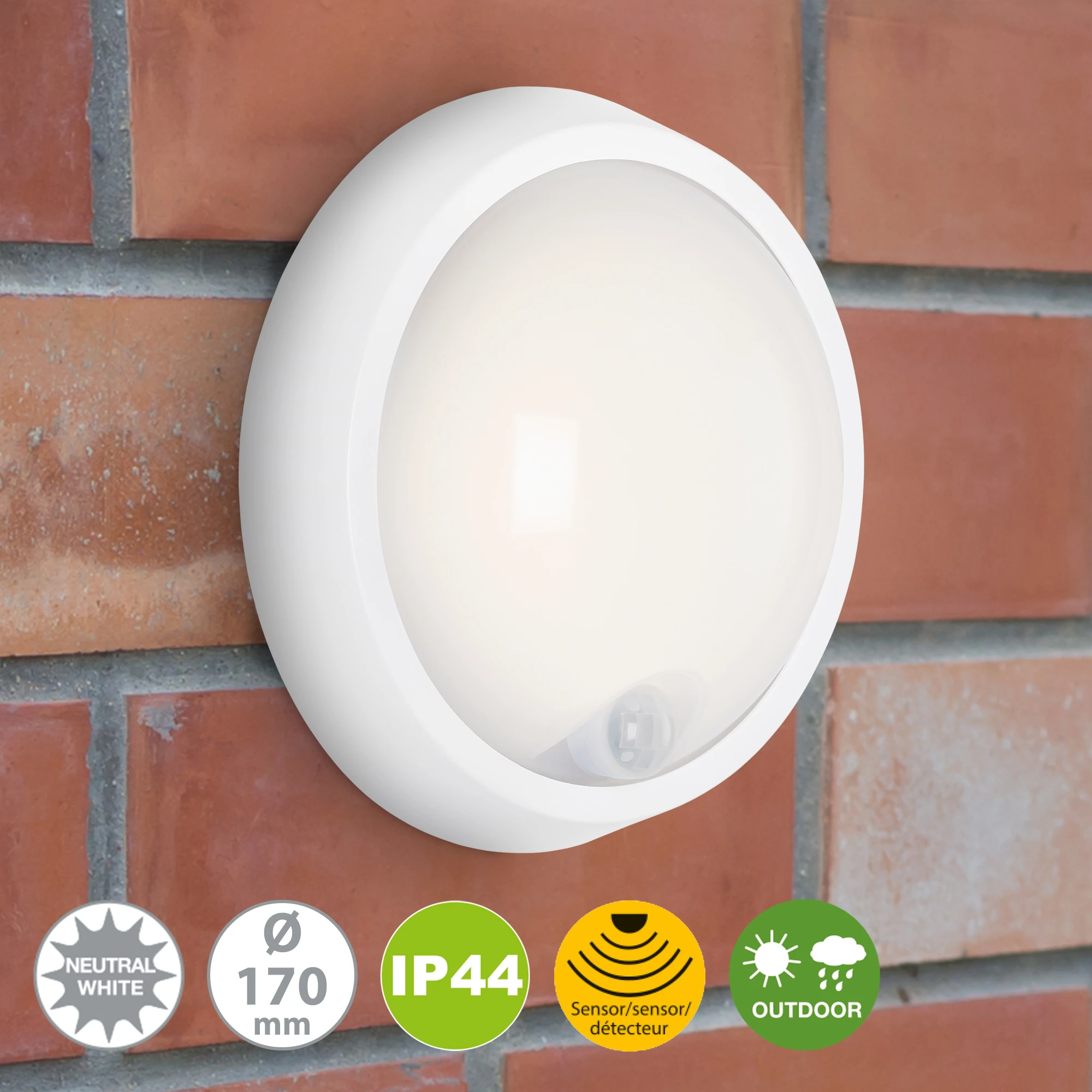 LED Außenleuchte, Sensor, weiß, 1xLED-Platine