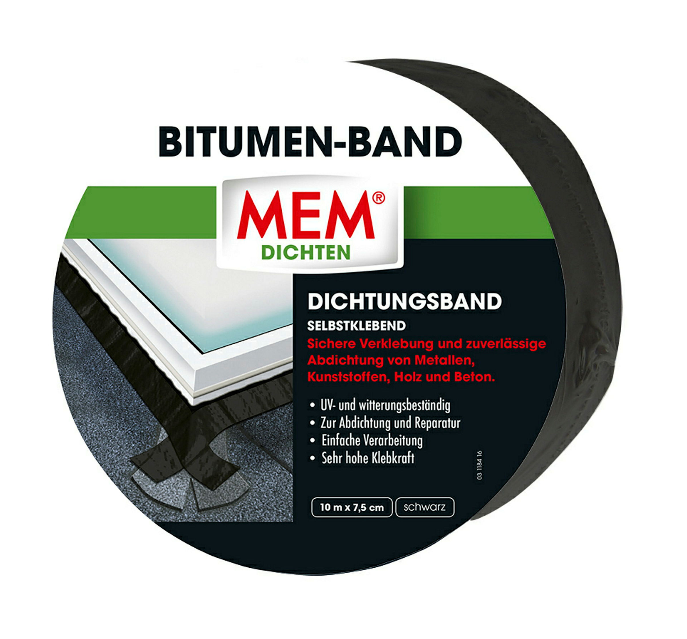 MEM Bitumen-Band, 10 m x 7,5 cm schwarz