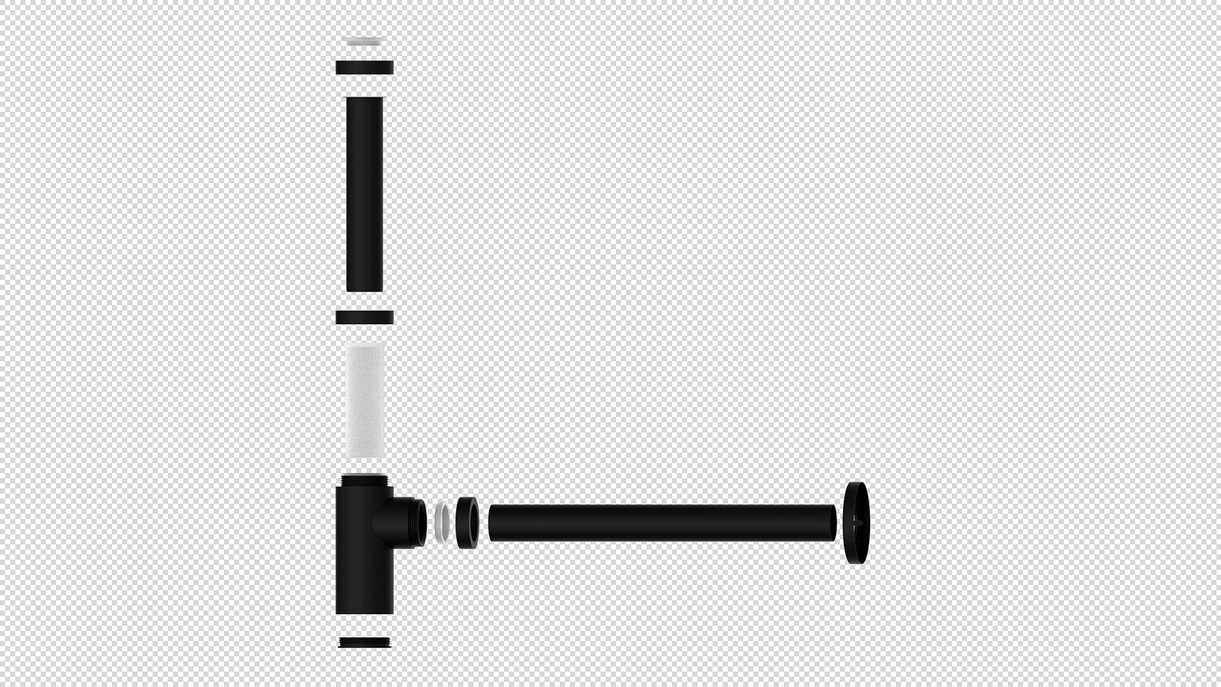 Design-Flaschensiphon, Schwarz, 1 1/4'' x 32 mm