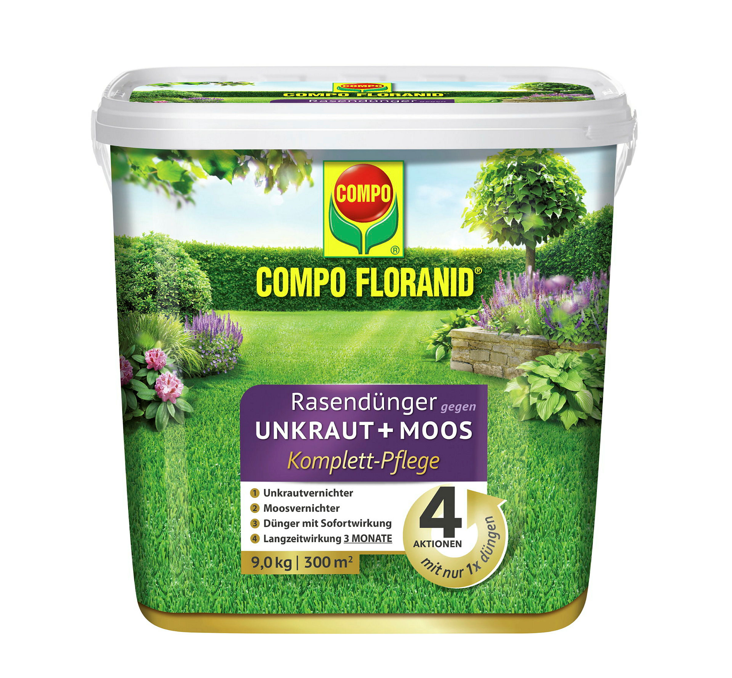 COMPO Rasendünger Unkraut+Moos Komplettpflege, 9 kg
