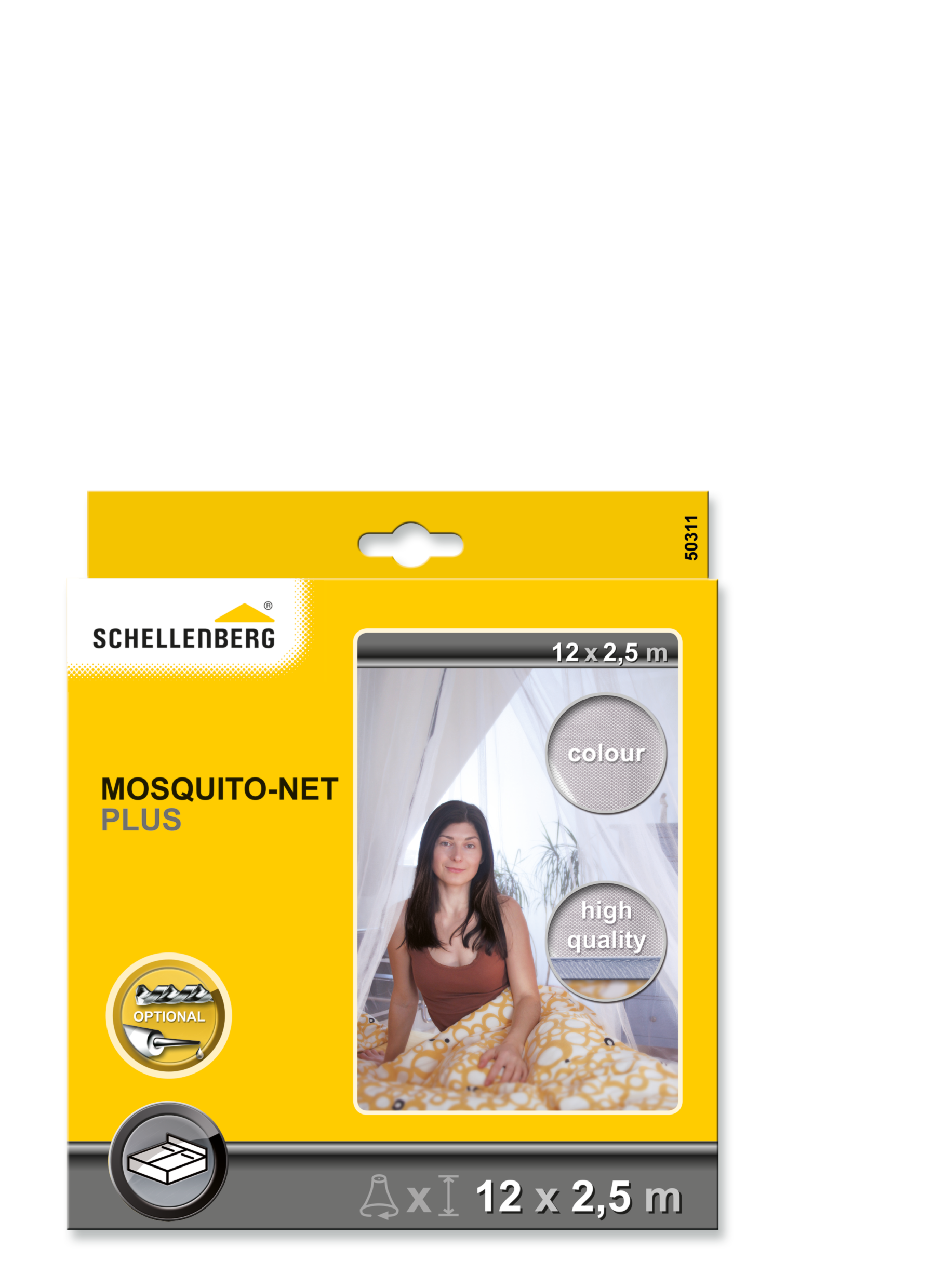 Schellenberg Moskitonetz PLUS, weiß, 2,5 m x 12 m