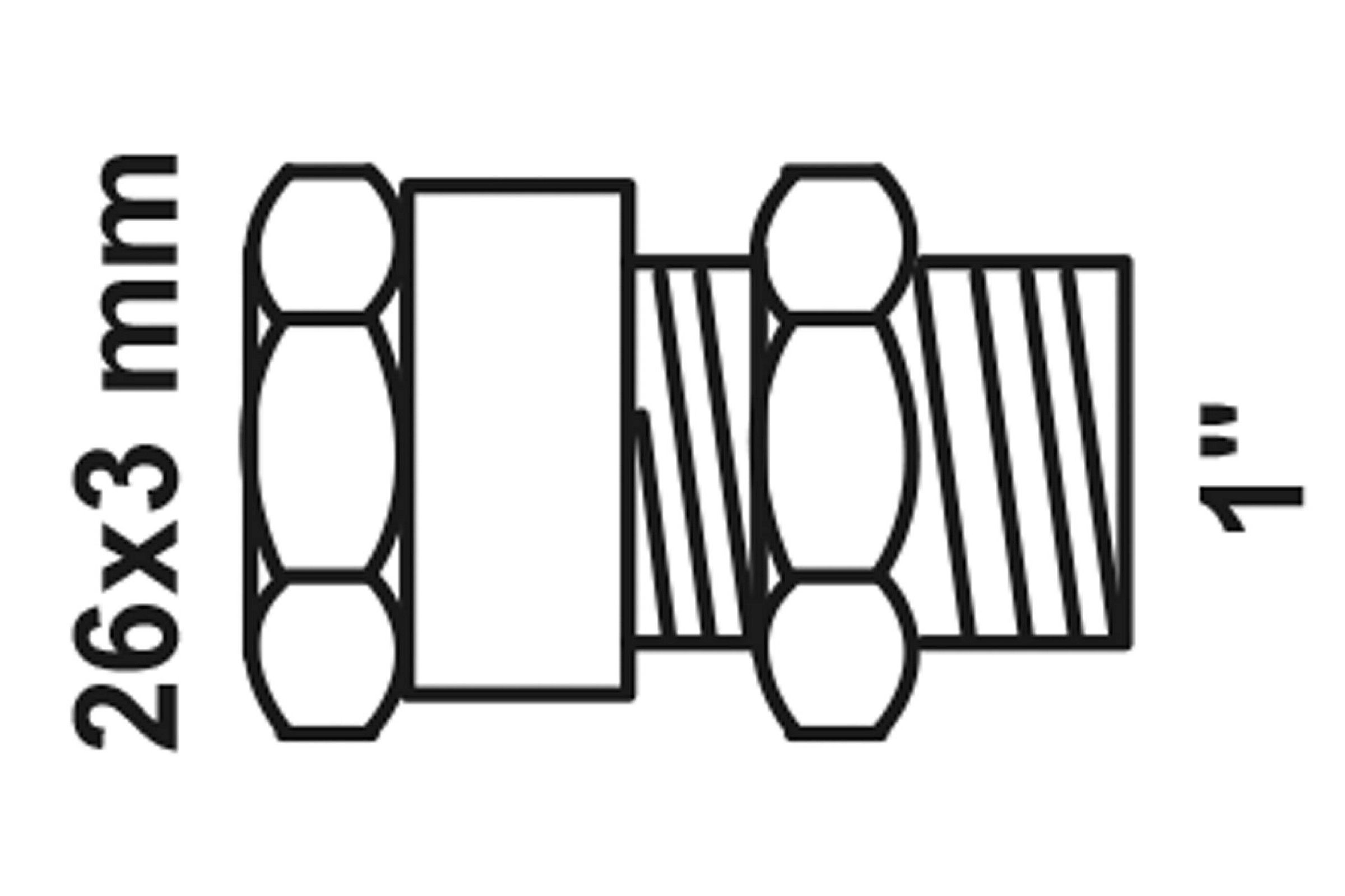 MS Übergangsstück, blank, 26 mm x 1''AG, Klemmfitting für MSVR