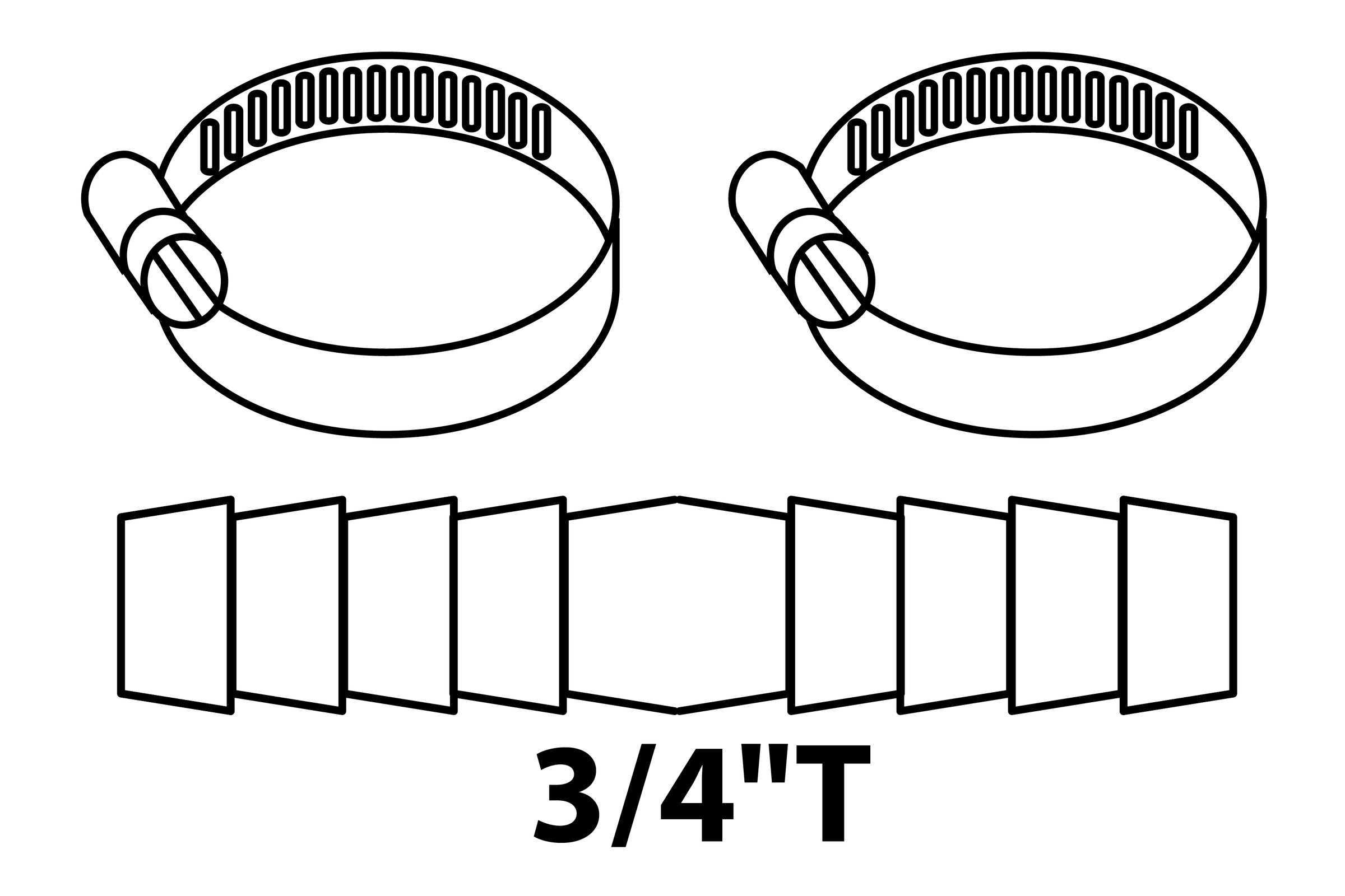 MS Schlauchverbinder, blank, 3/4'', mit 2x Schlauchklemme