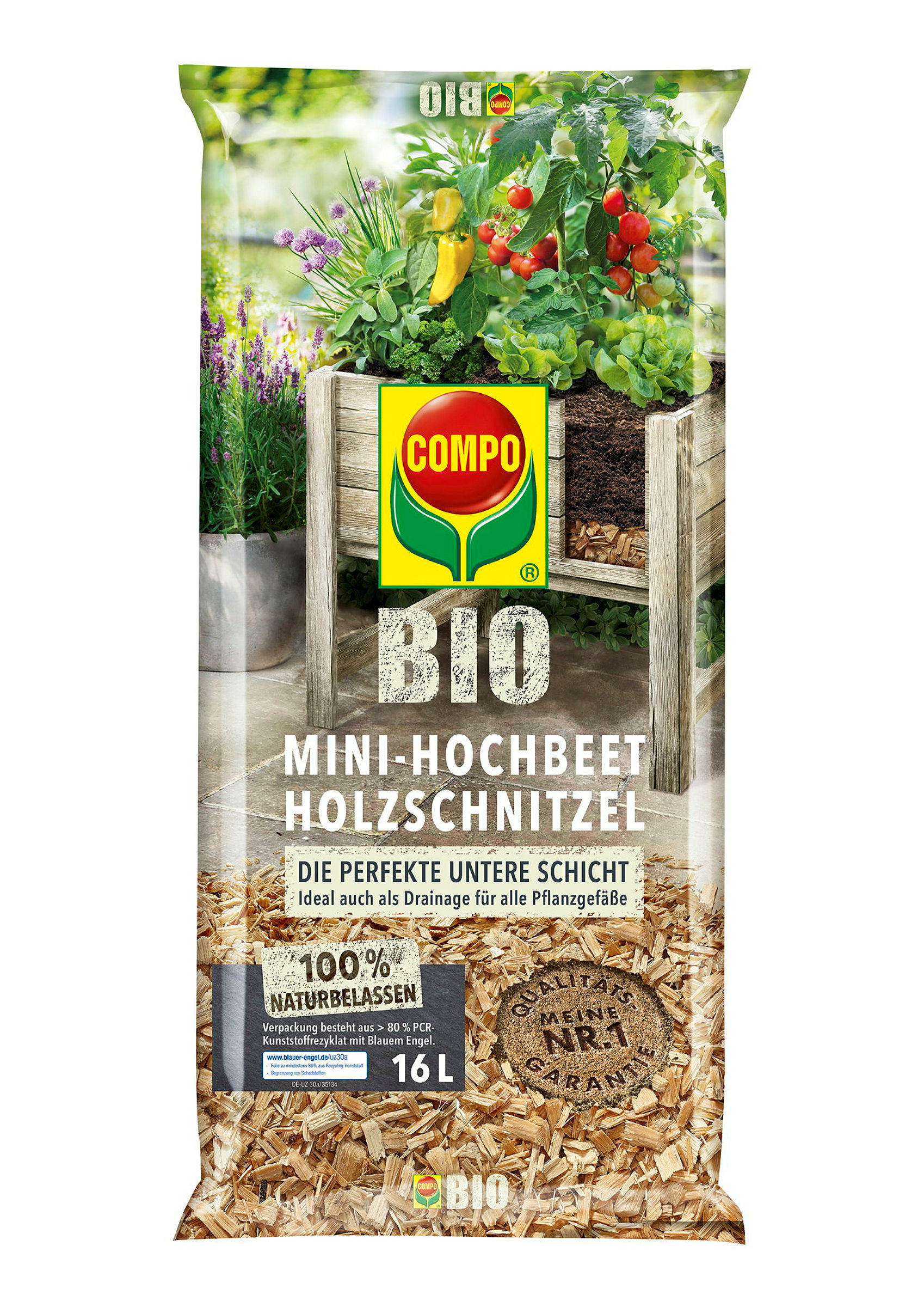COMPO Bio Mini-Hochbeet Holzschnitzel, 16 L